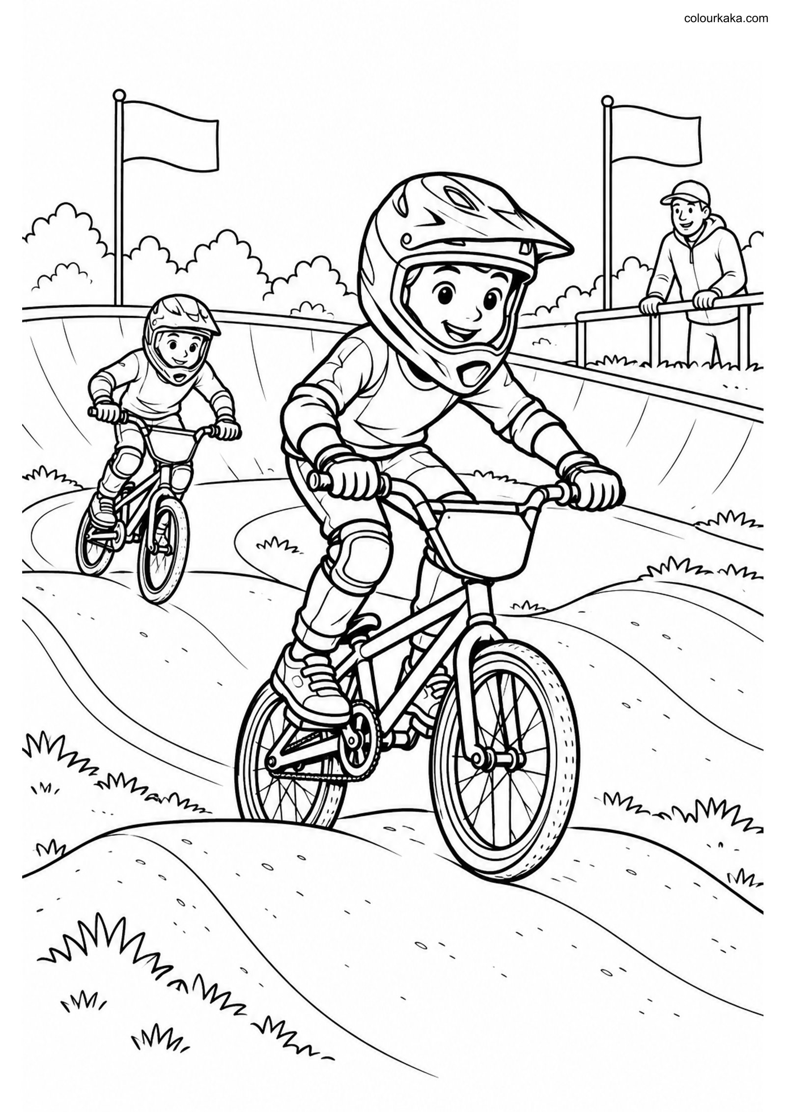 BMX Racing Colouring Page colouring page preview
