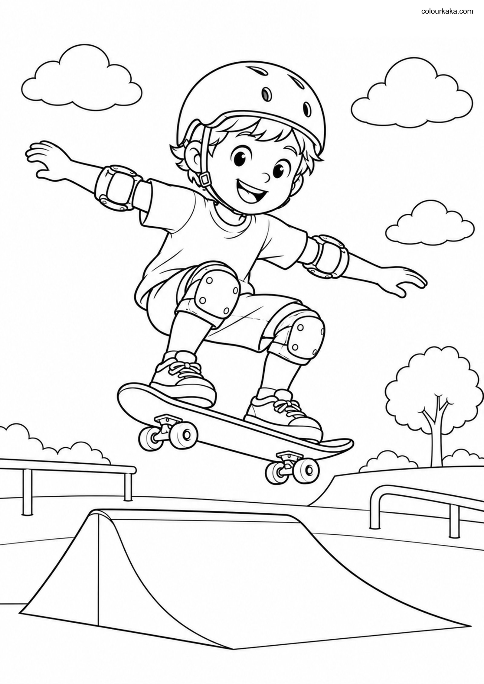 Skateboarding Colouring Page colouring page preview