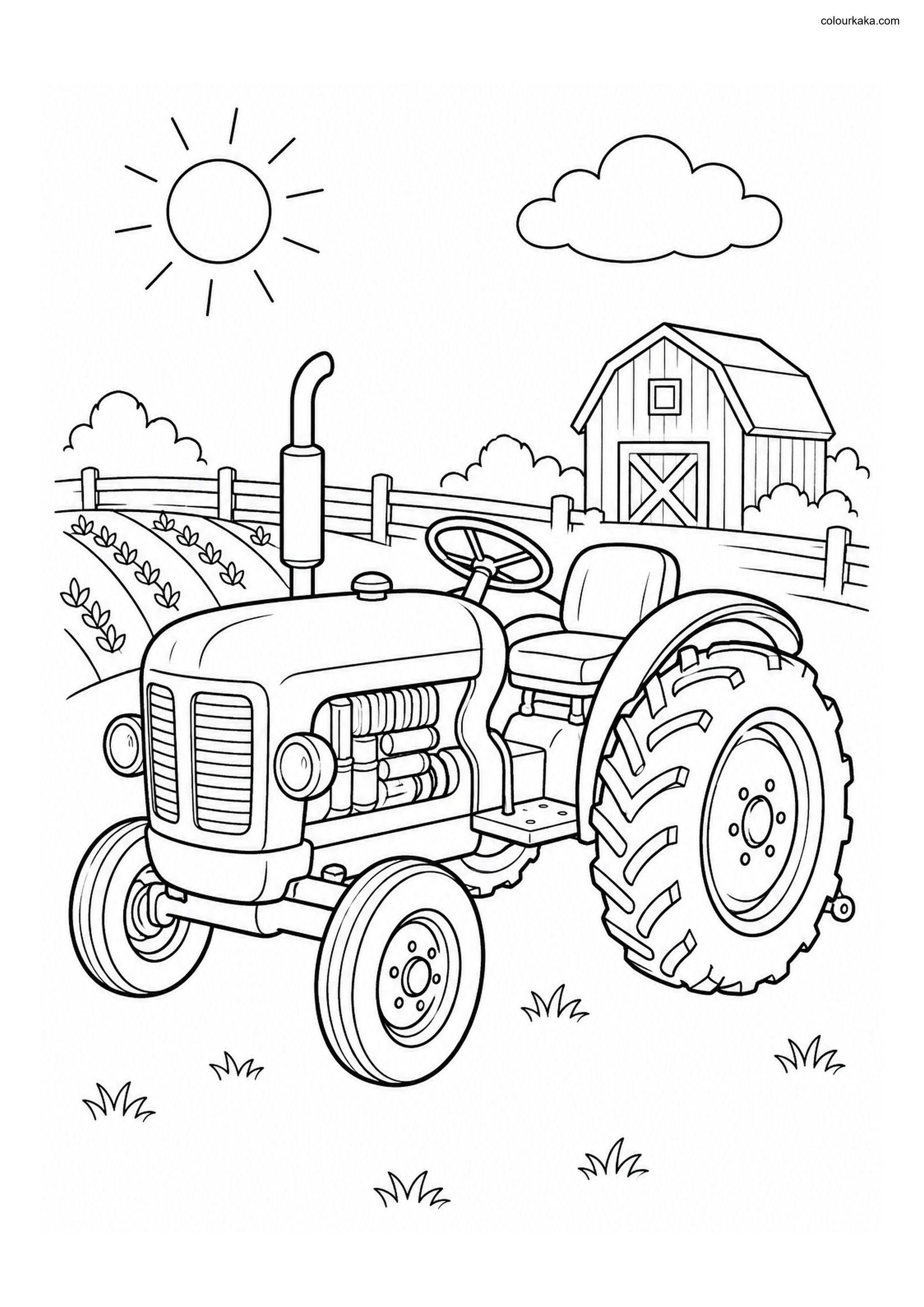 Tractor Farm Colouring Page colouring page preview