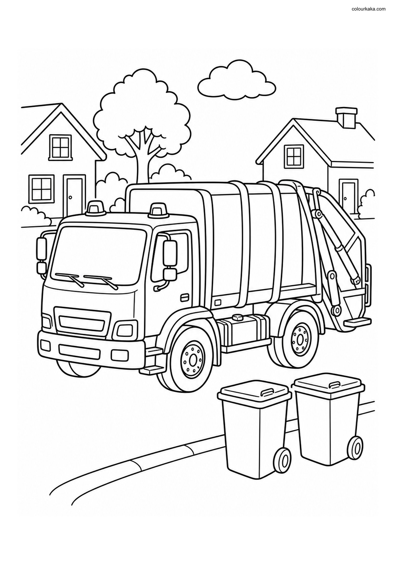 Garbage Truck Recycling Page colouring page preview