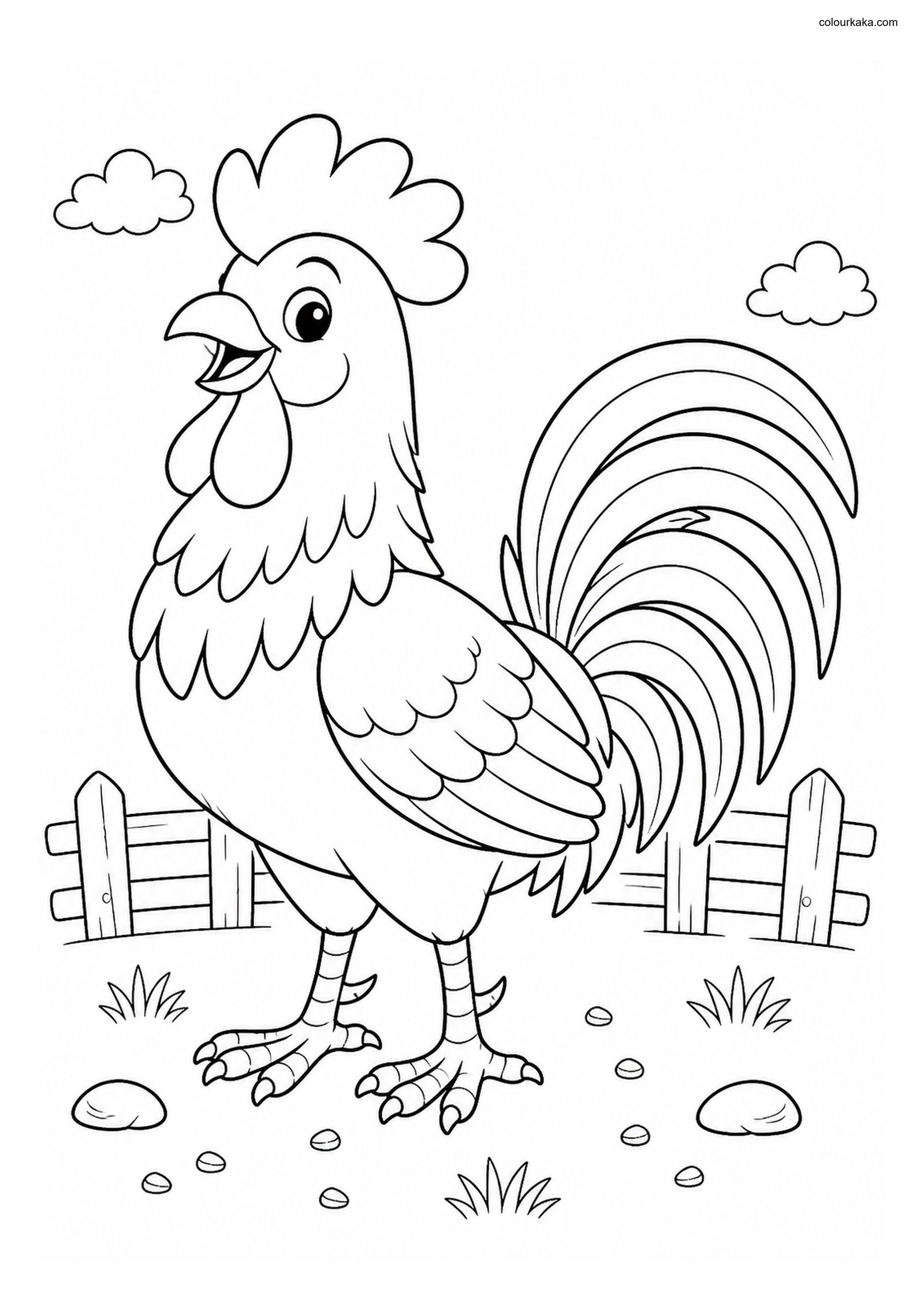 Cute Rooster colouring page preview