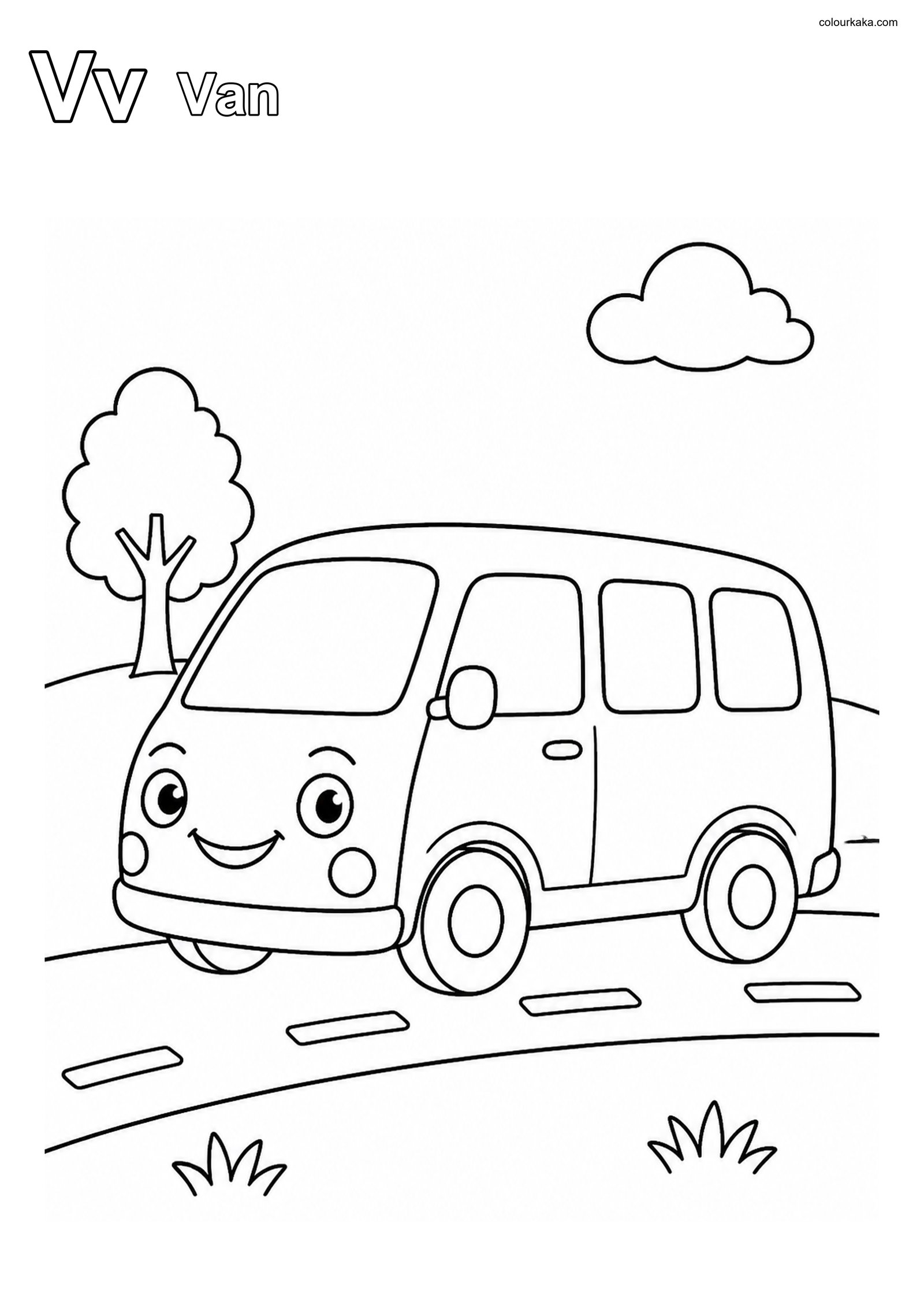 Vv Van ABC Colouring Page colouring page preview