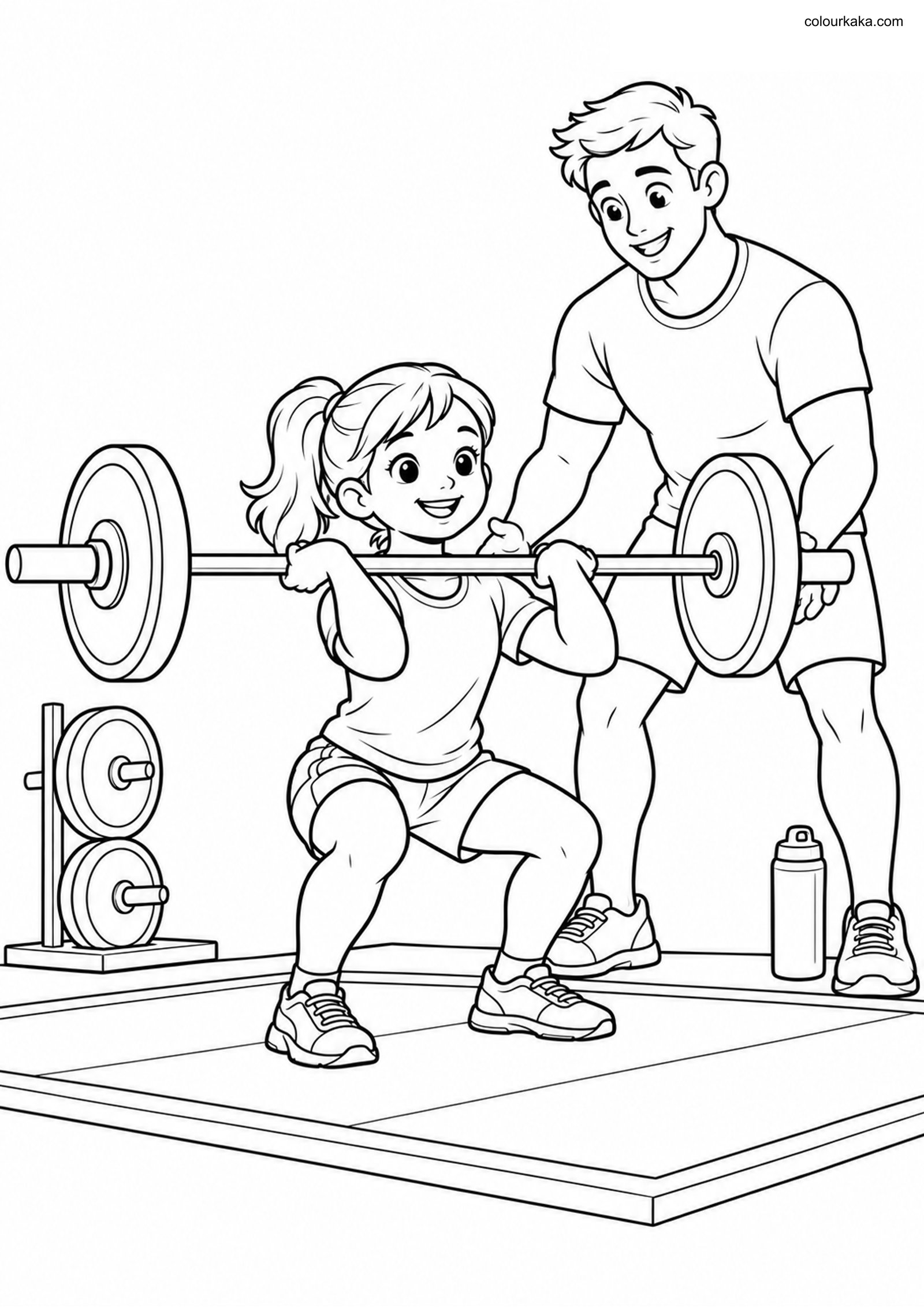Weightlifting Colouring Page colouring page preview