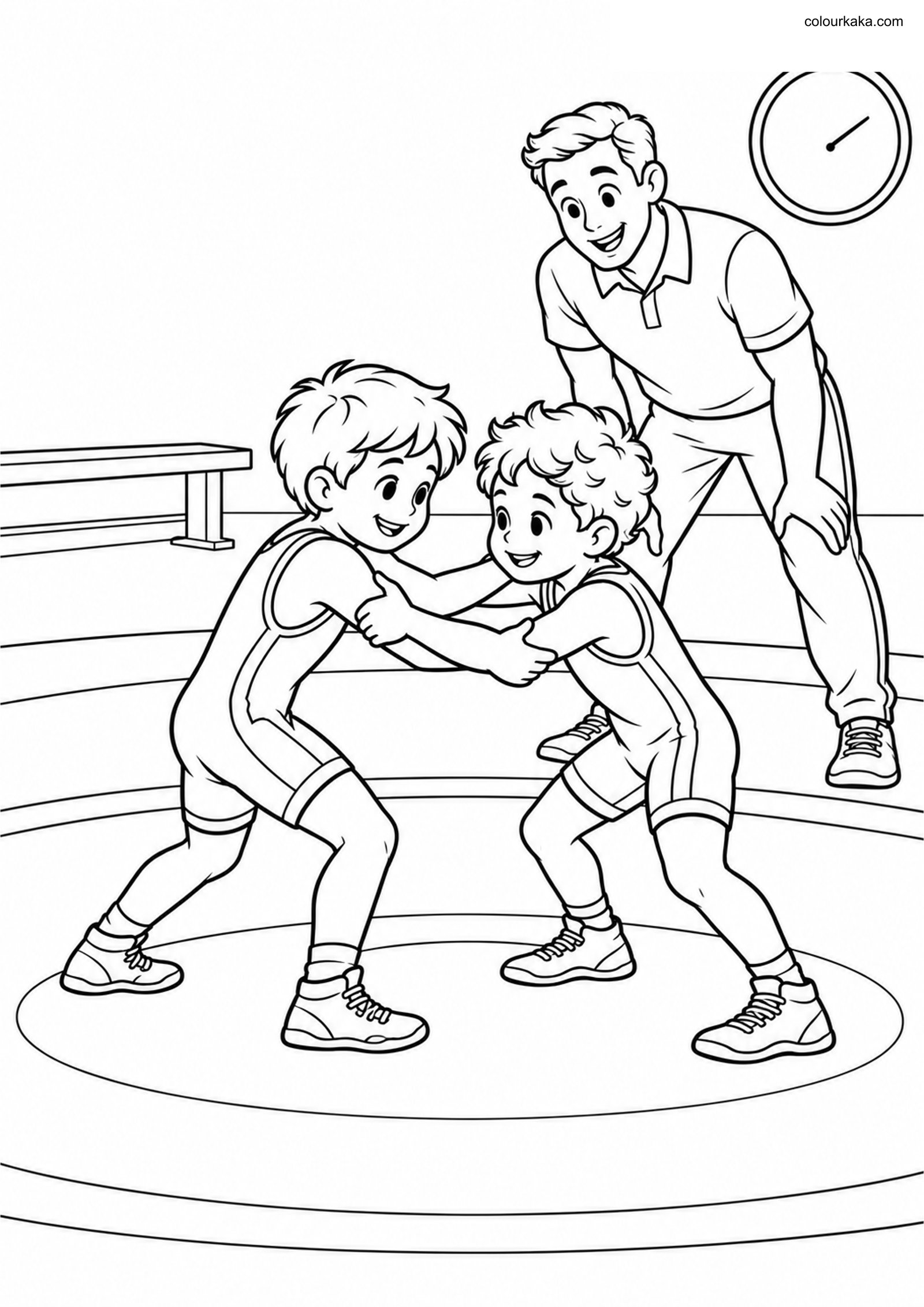 Wrestling Colouring Page colouring page preview