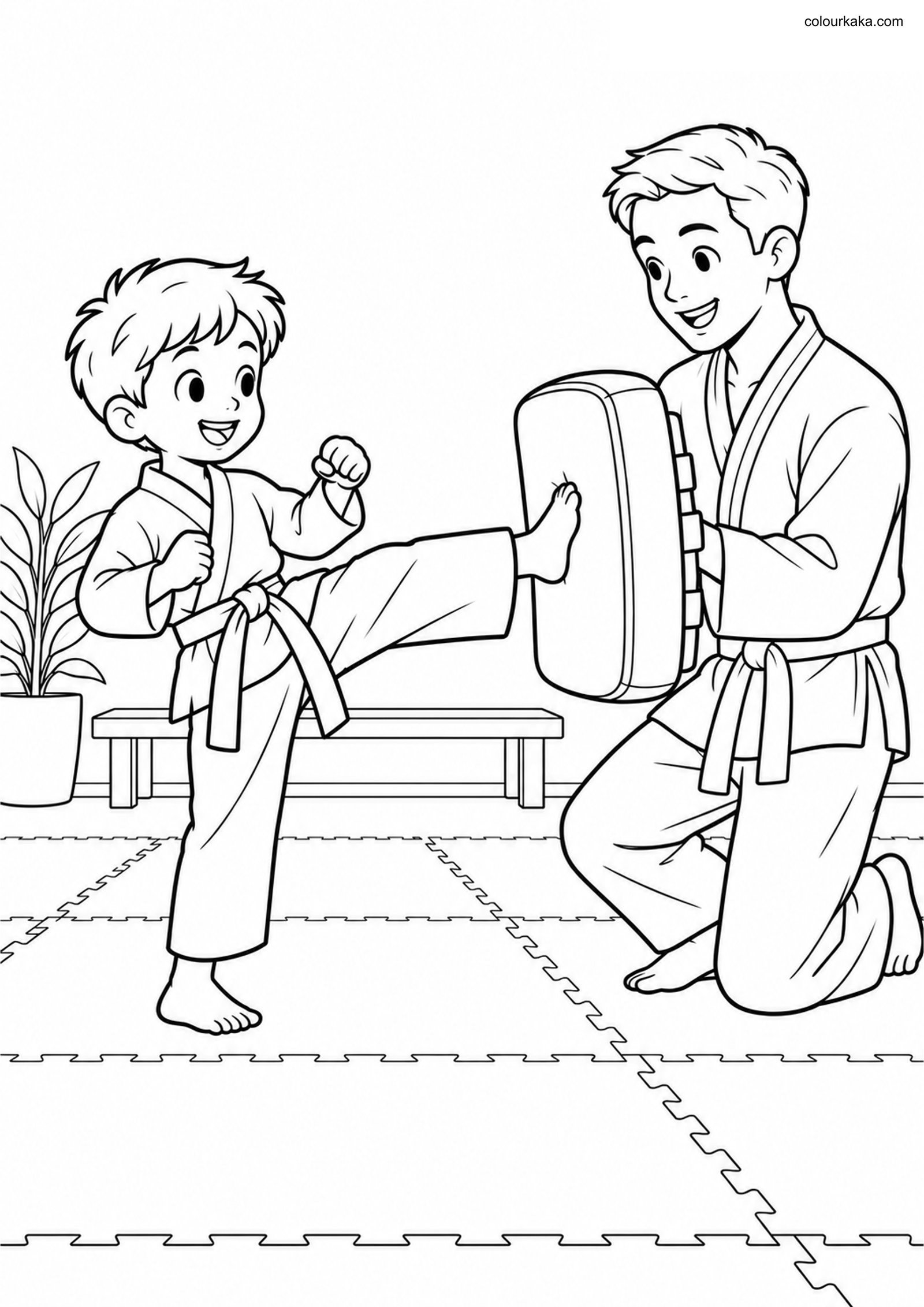 Taekwondo Colouring Page colouring page preview