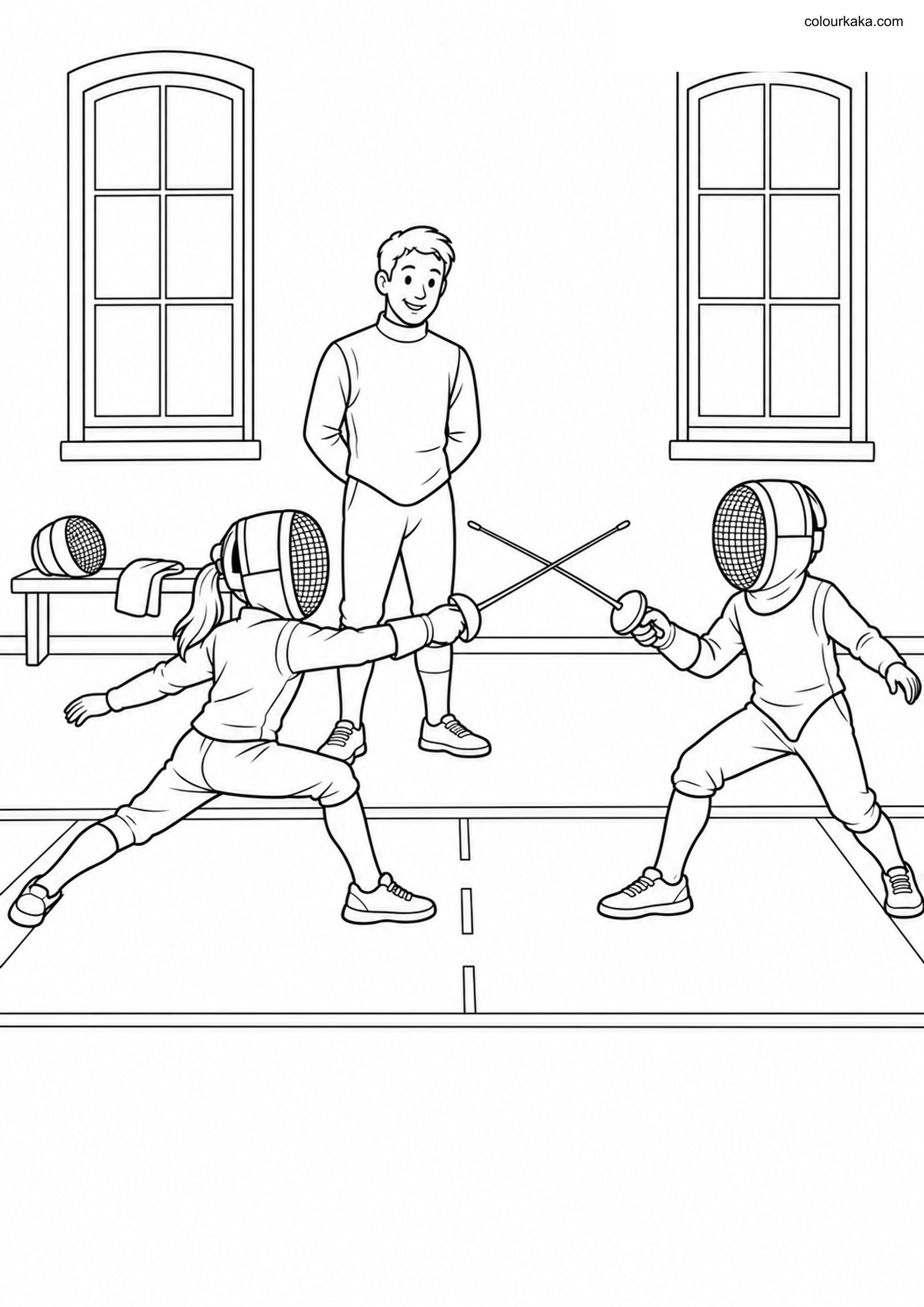 Fencing Colouring Page colouring page preview