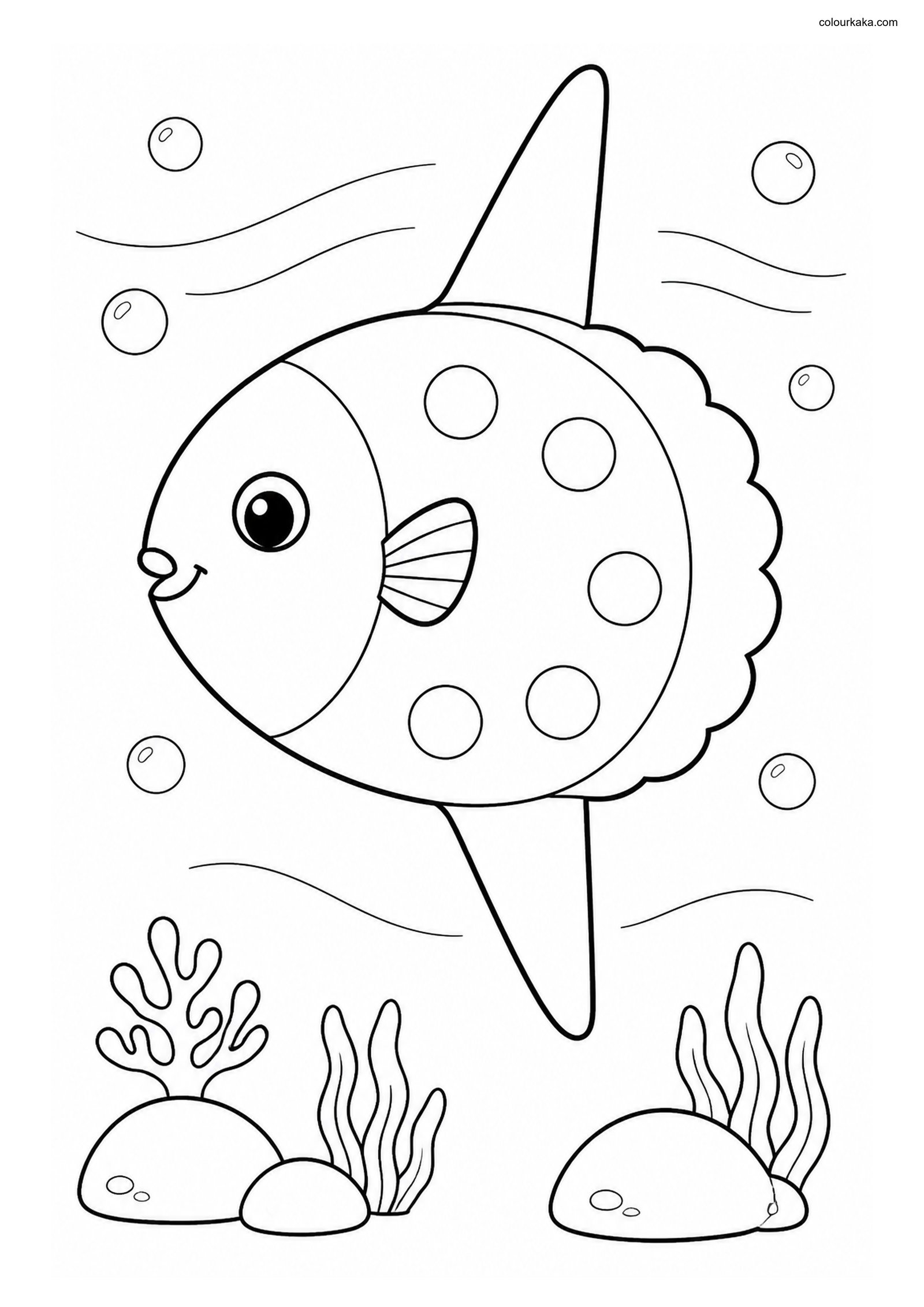 Ocean Sunfish Colouring Page colouring page preview