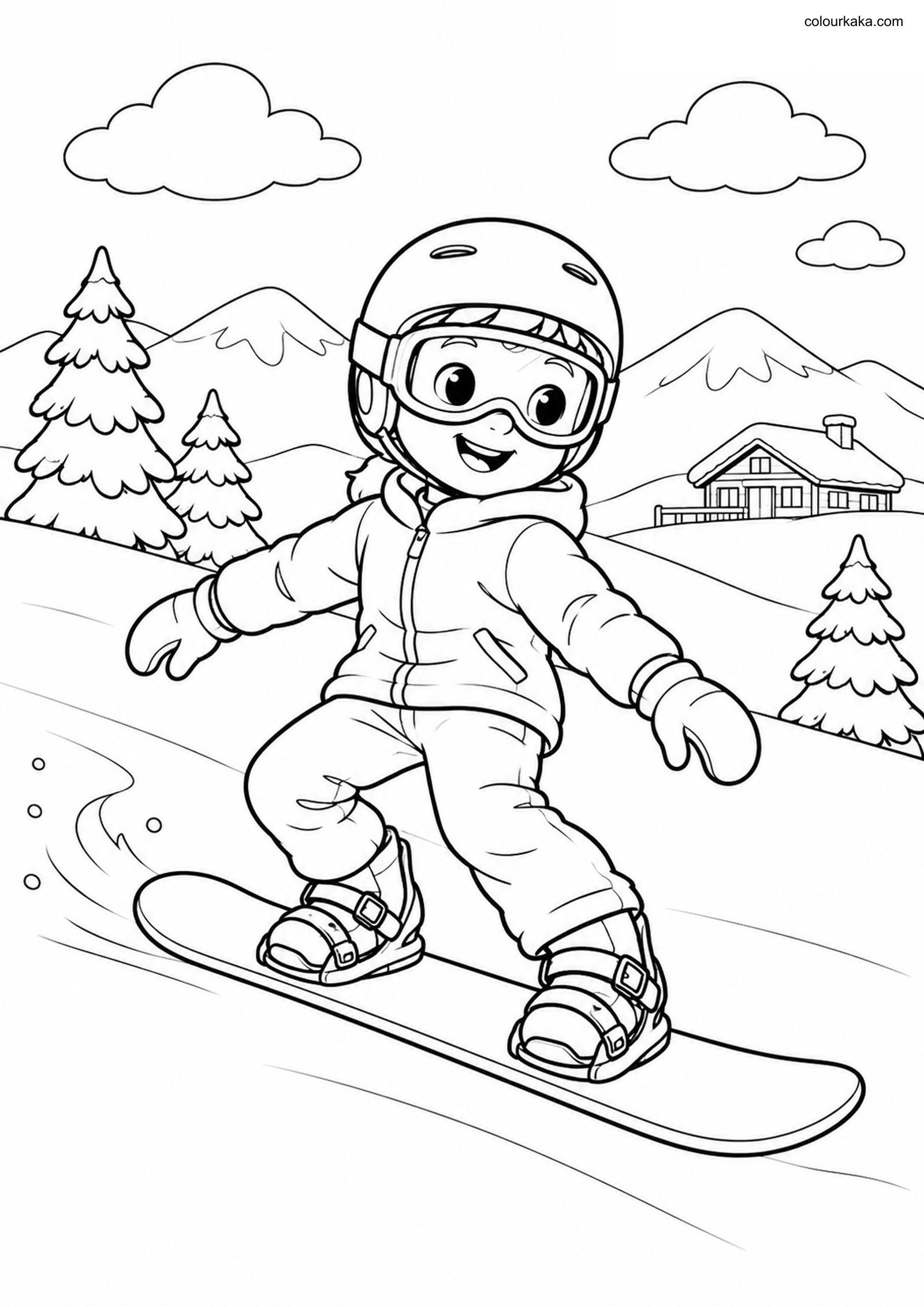 Snowboarding Colouring Page colouring page preview