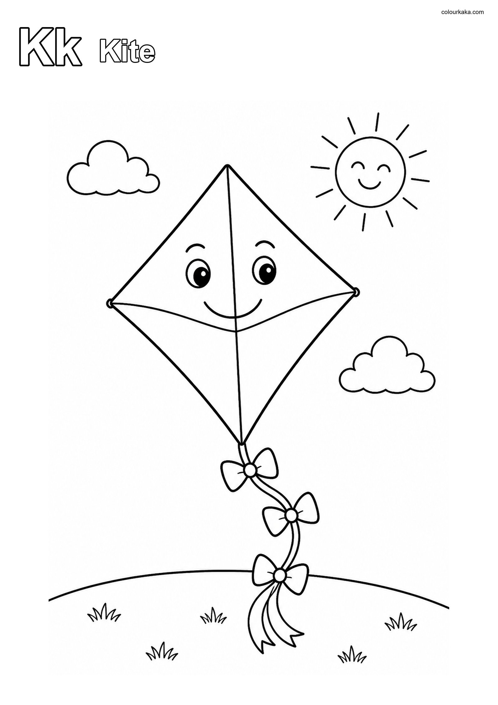 Kk Kite Letter Learning Page colouring page preview