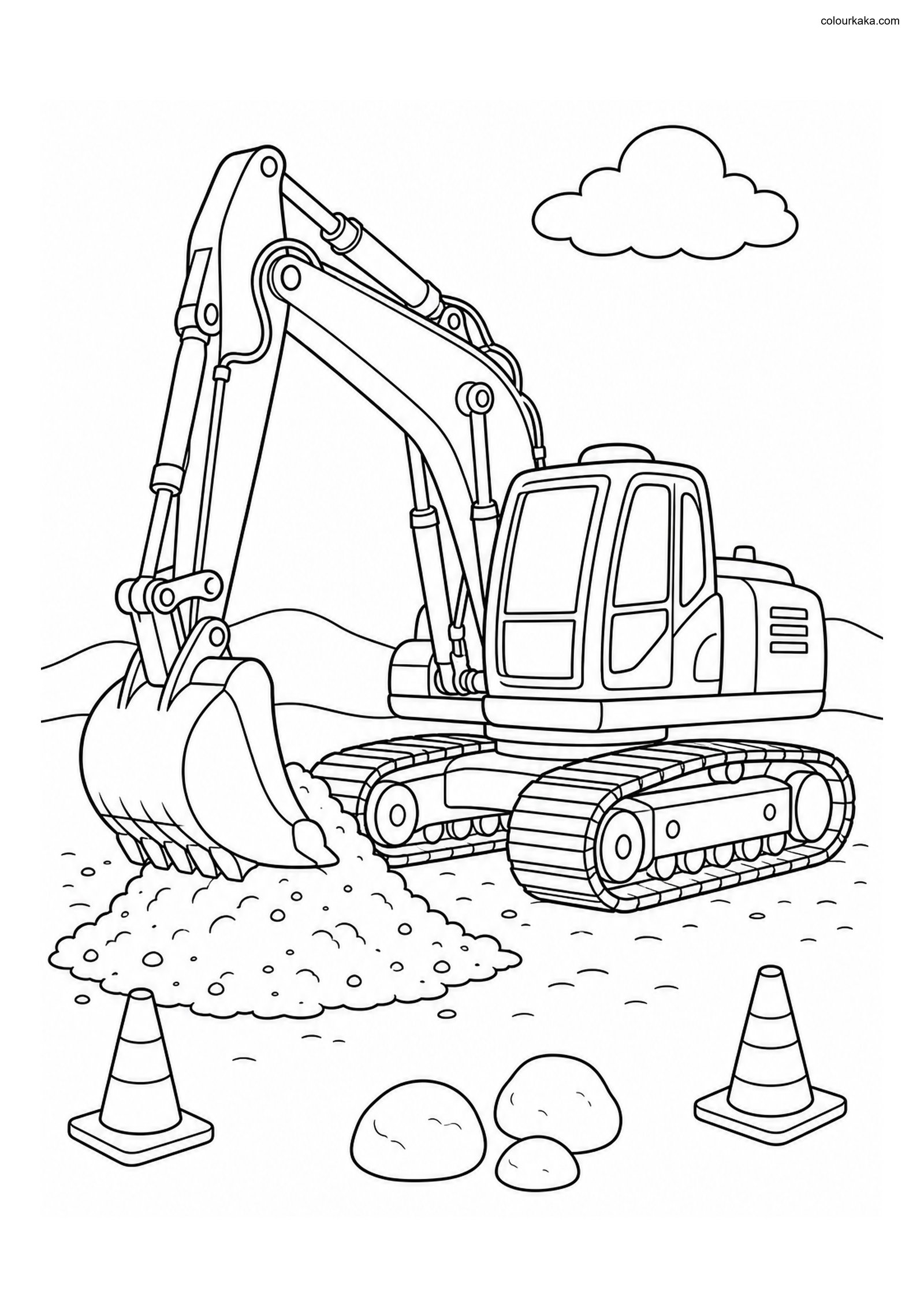 Excavator Digging Colouring Page colouring page preview