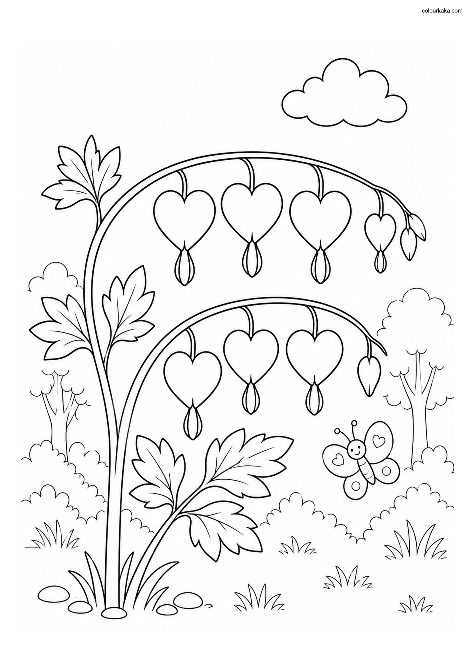 Bleeding Heart Colouring Page colouring page preview