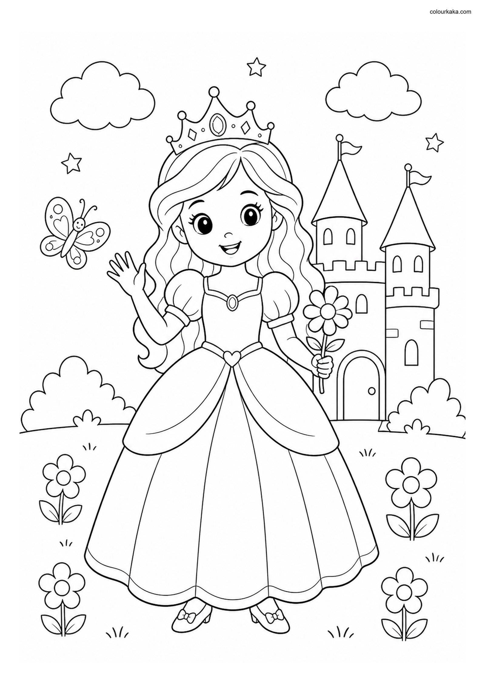 Princess Castle Colouring Magic colouring page preview