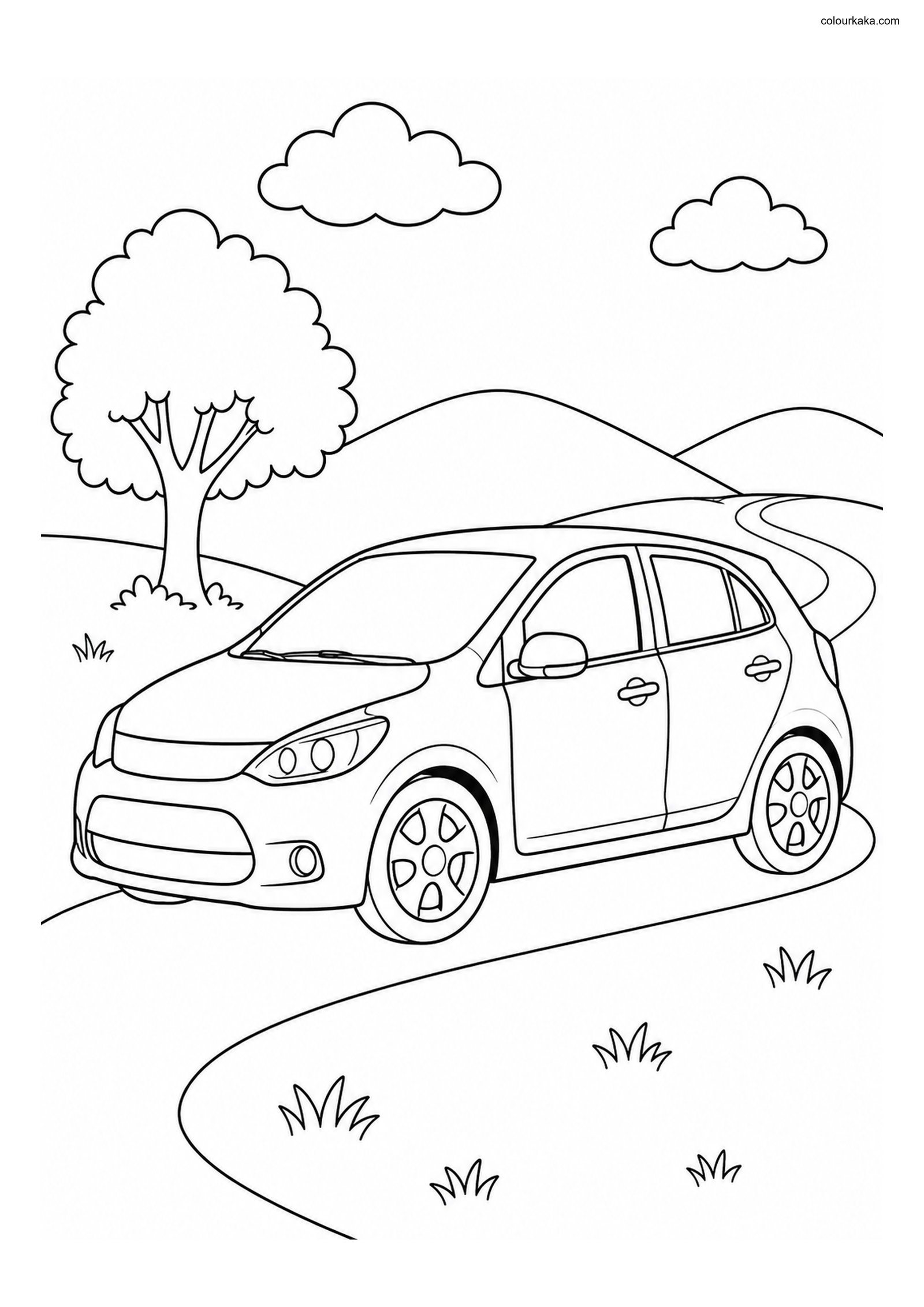 Car Road Trip Colouring Page colouring page preview