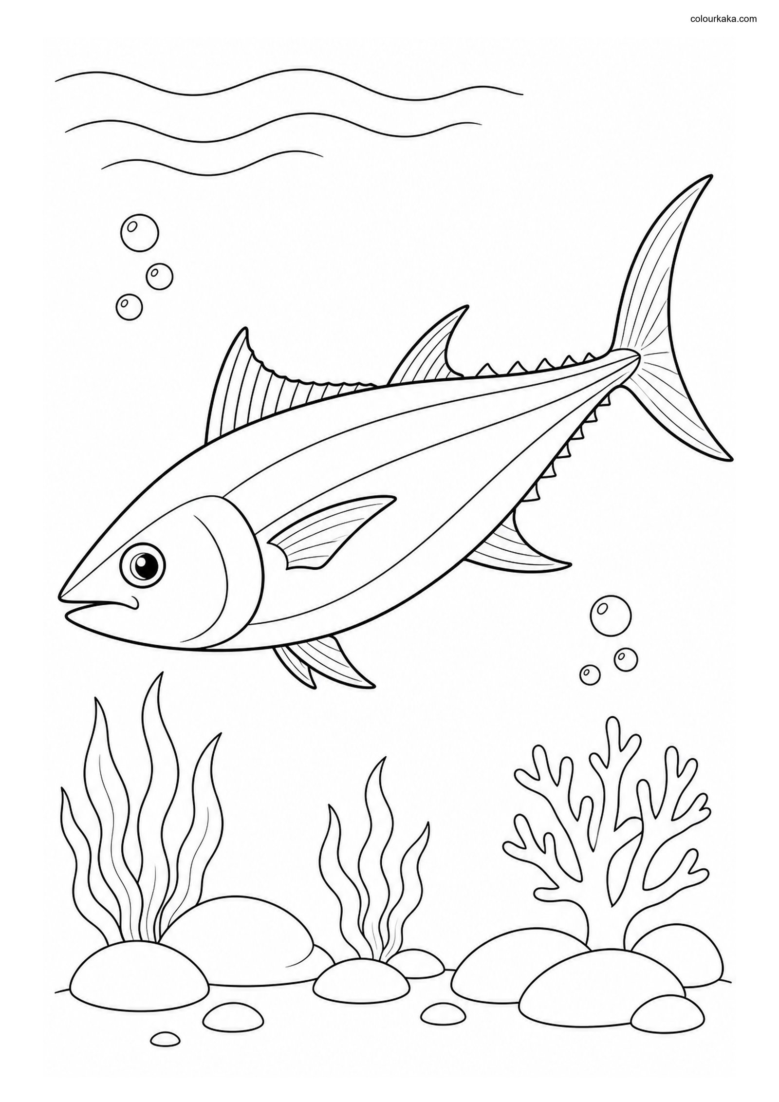Tuna Ocean Colouring Challenge colouring page preview