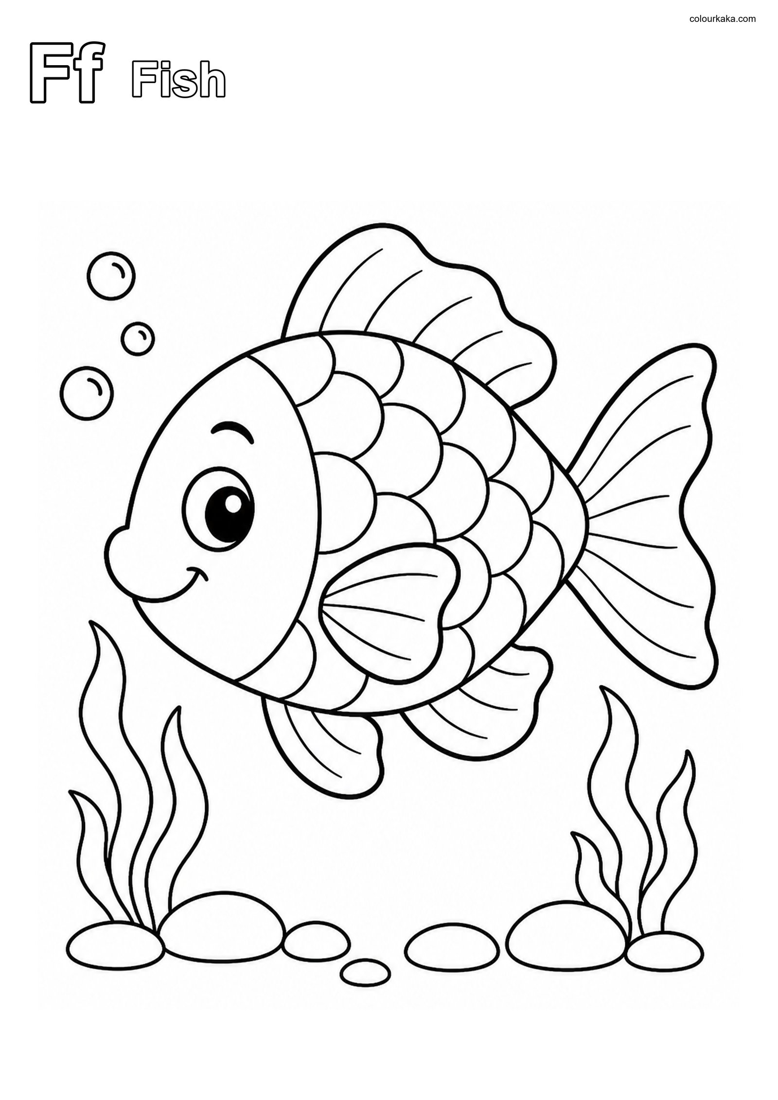 Ff Fish Alphabet Activity colouring page preview
