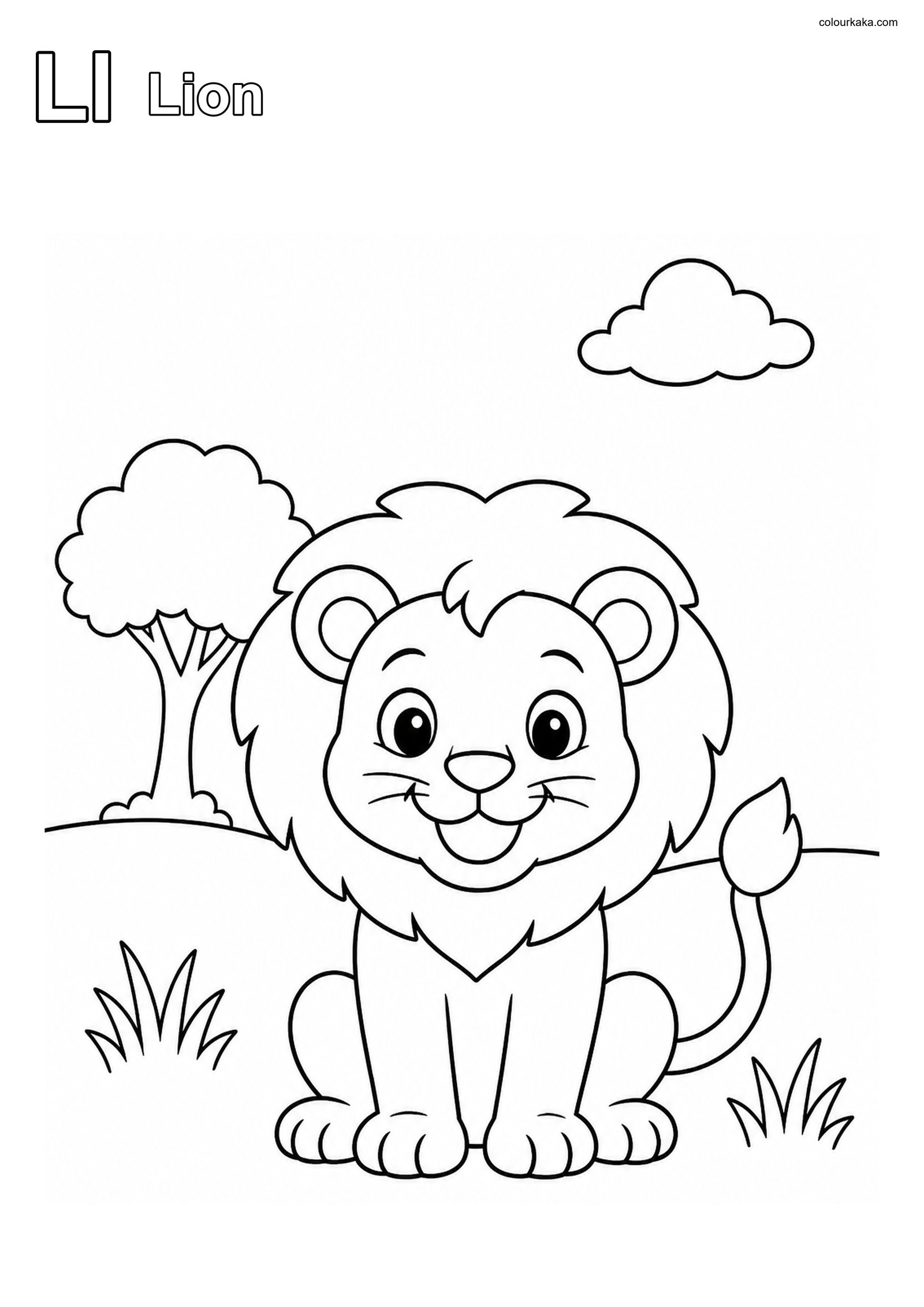 Ll Lion Phonics Colouring Sheet colouring page preview