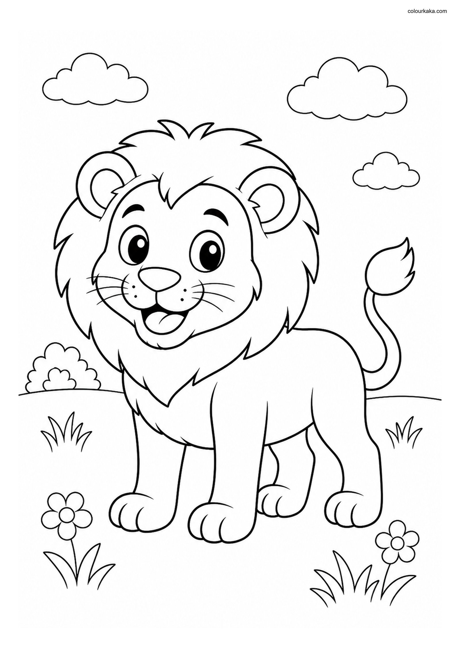 Cute Lion colouring page preview