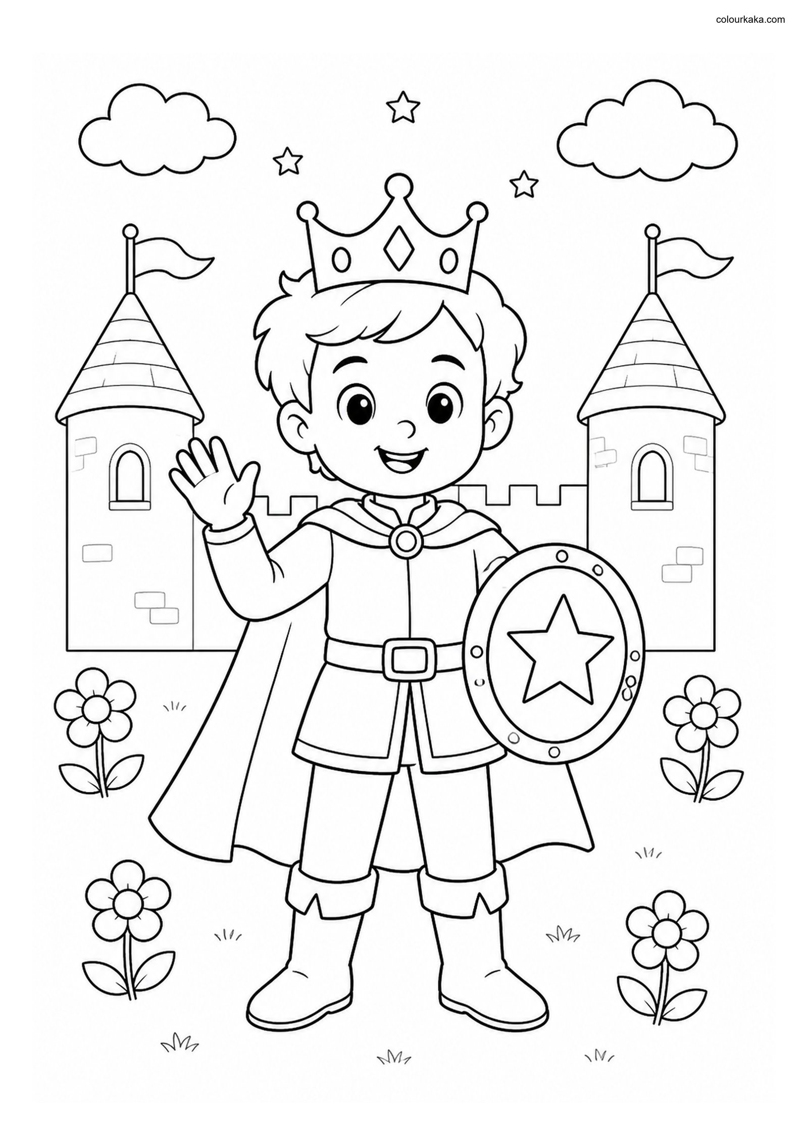 Prince Castle Colouring Quest colouring page preview