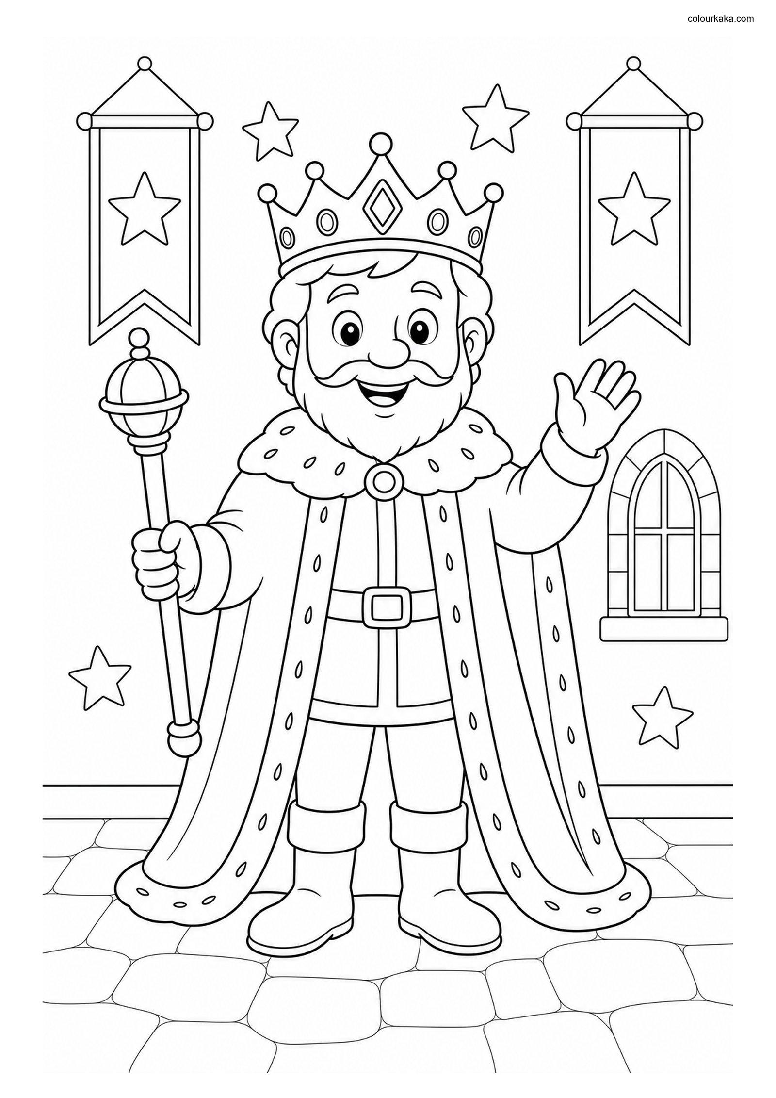 King Castle Colouring Adventure colouring page preview