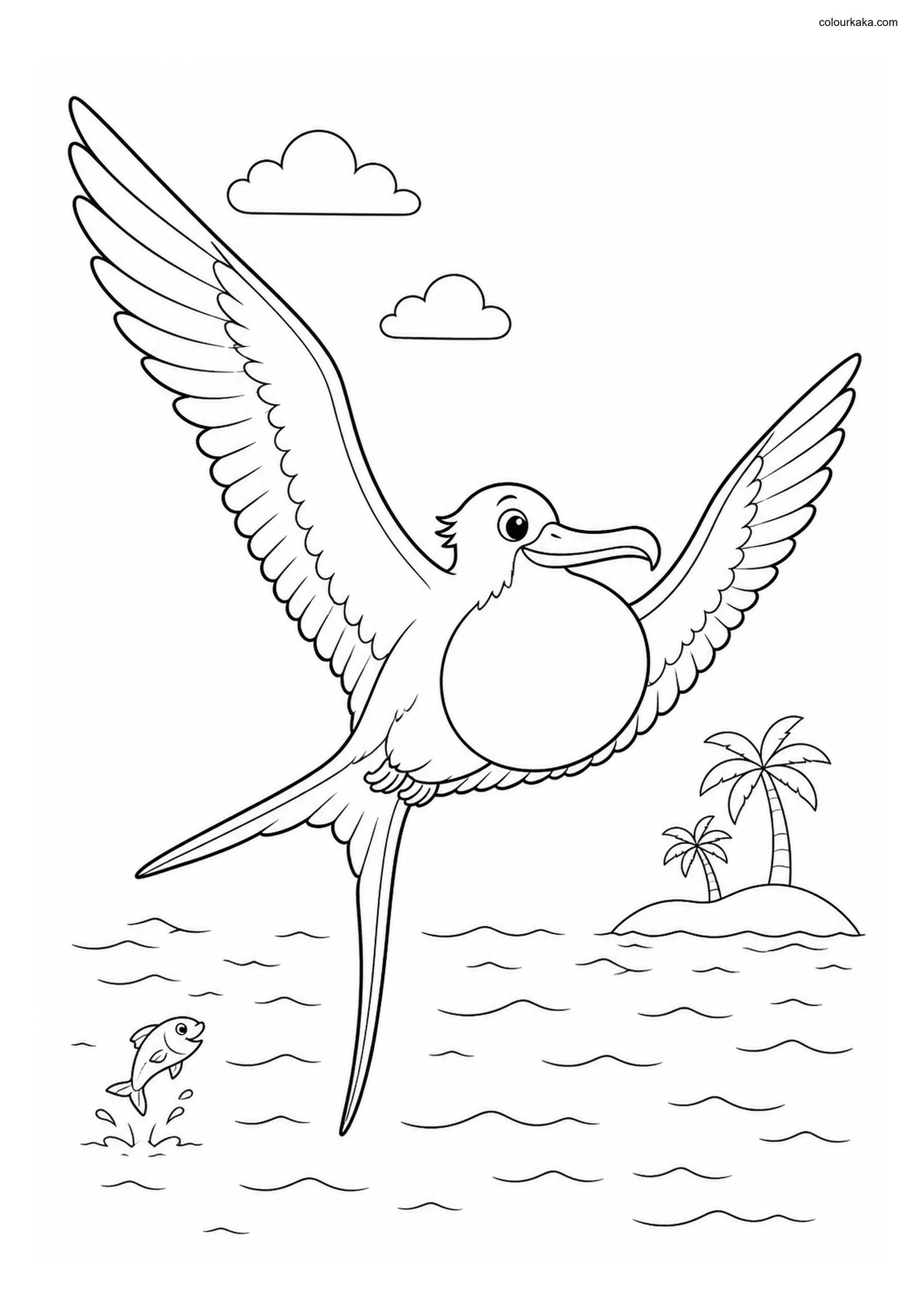 Cute Frigatebird colouring page preview