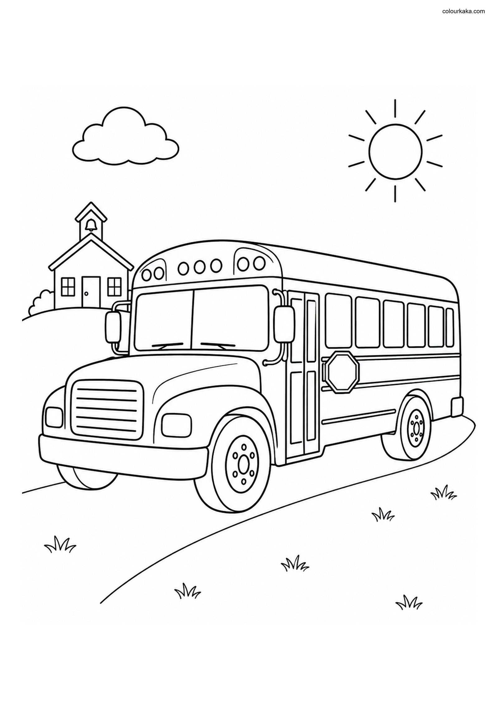 School Bus Ride Colouring Page colouring page preview