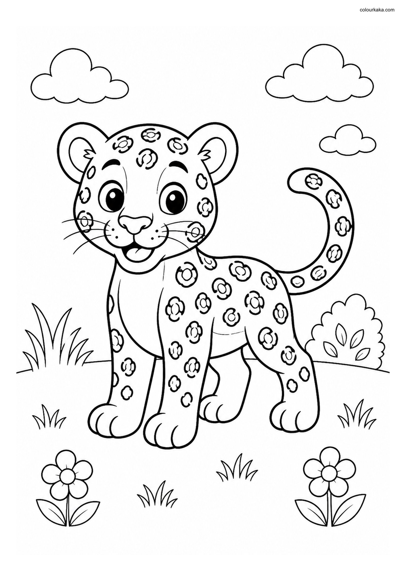 Cute Leopard colouring page preview