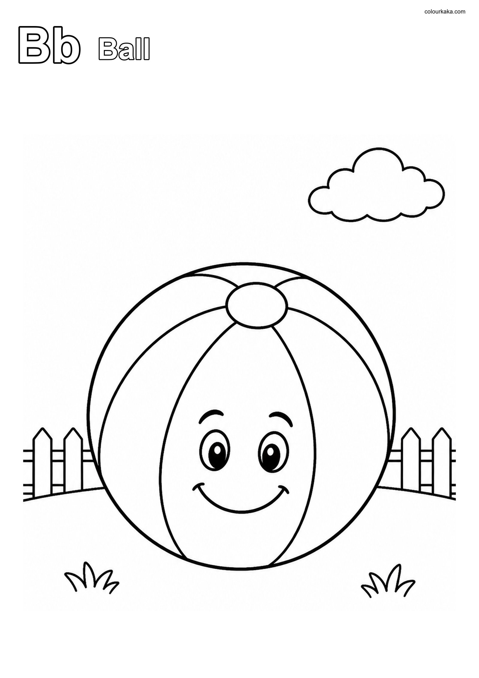 Bb Ball Letter Learning Page colouring page preview