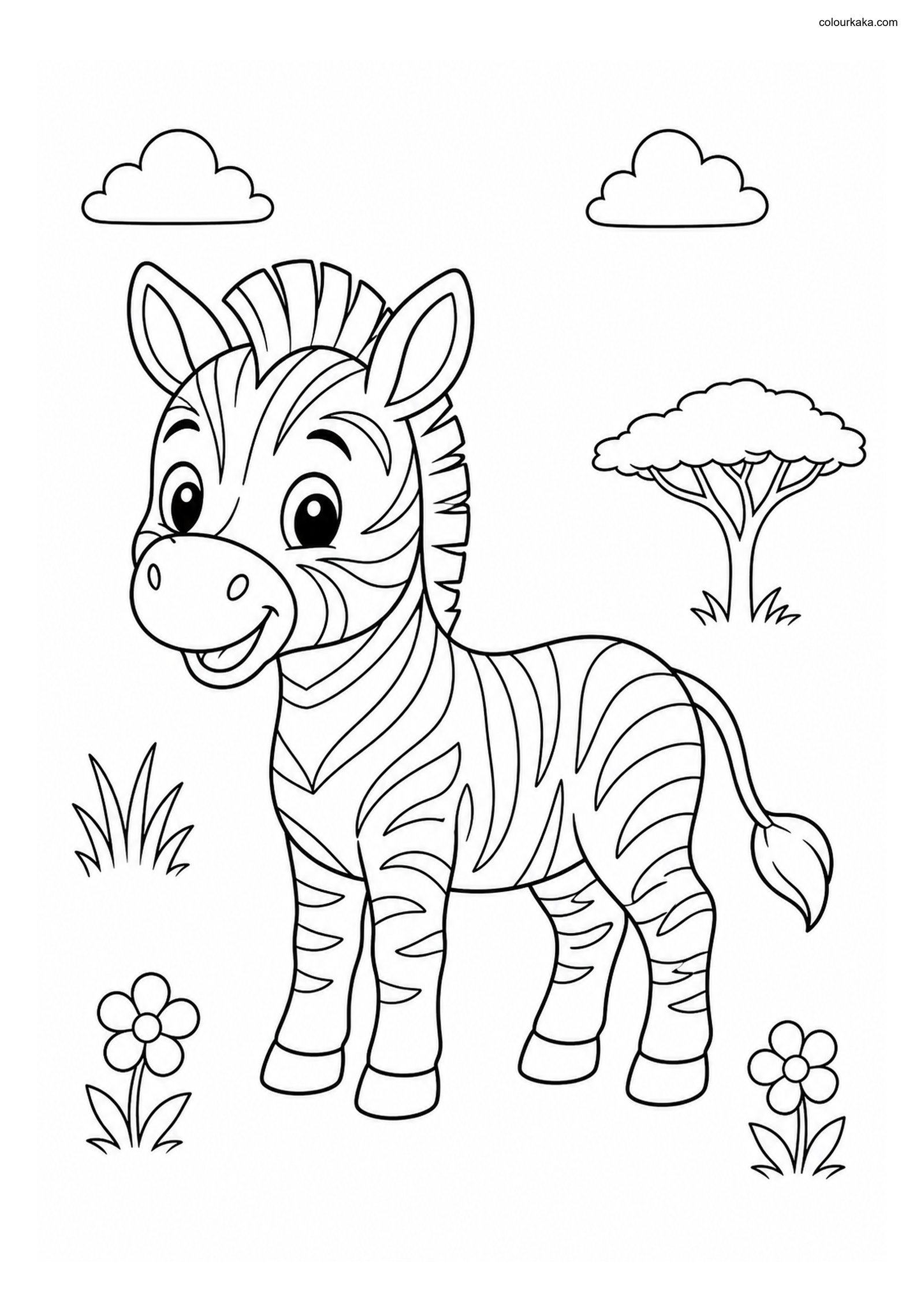 Cute Zebra colouring page preview