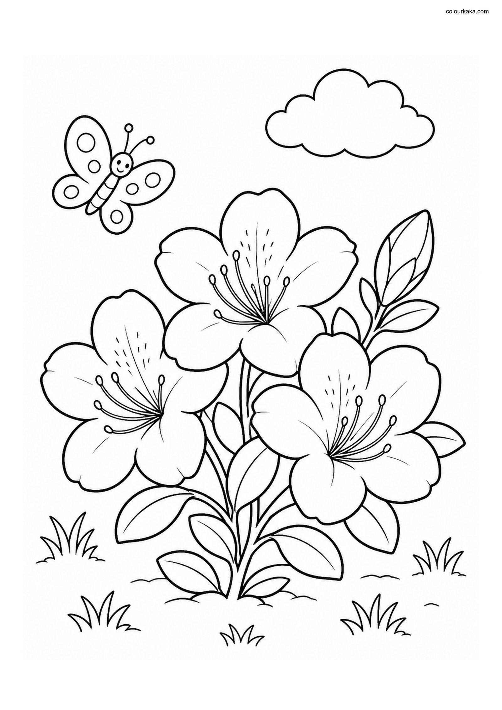 Azalea Blossom Colouring Page colouring page preview