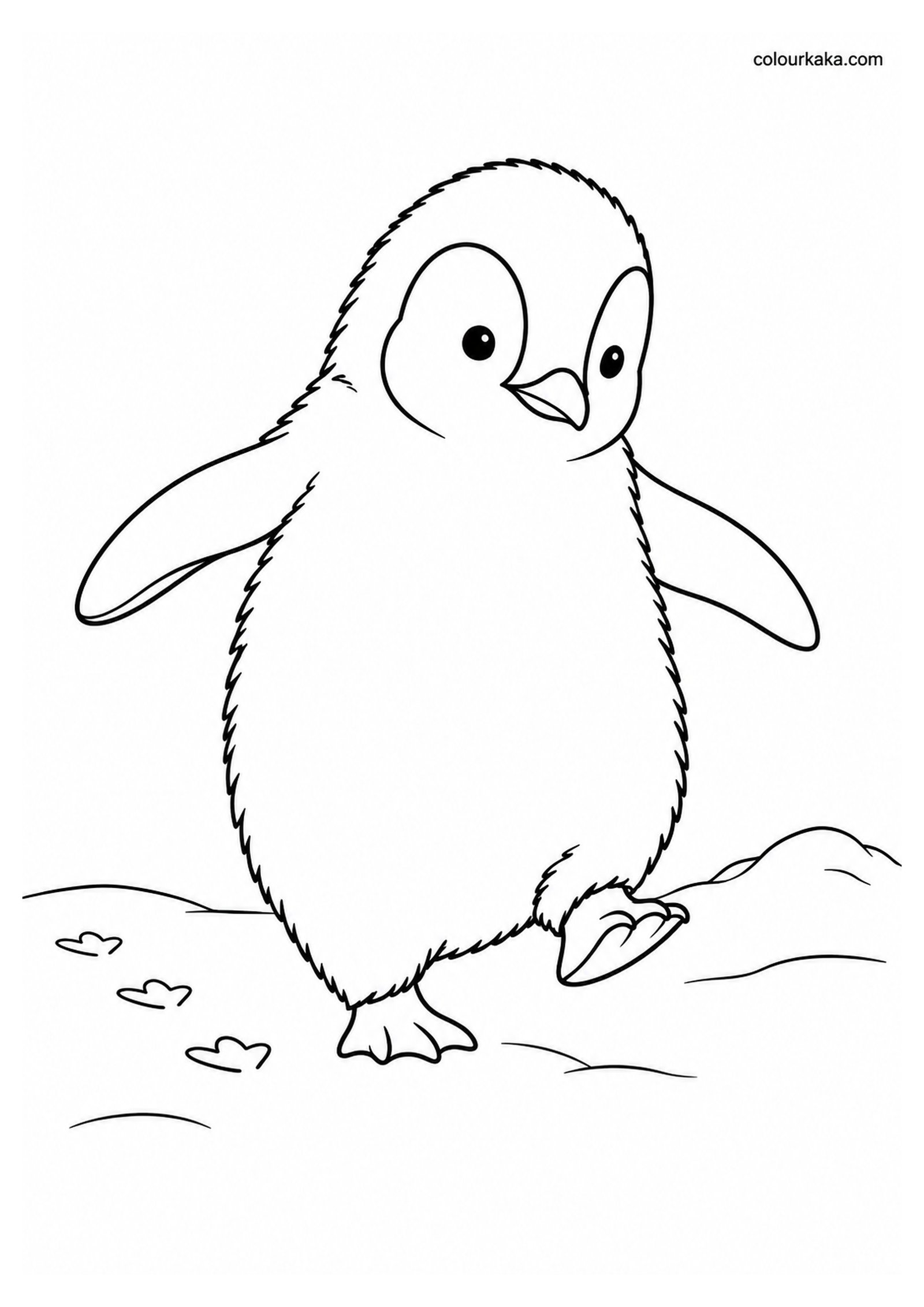 Baby Penguin Learning to Walk Colouring Page colouring page preview
