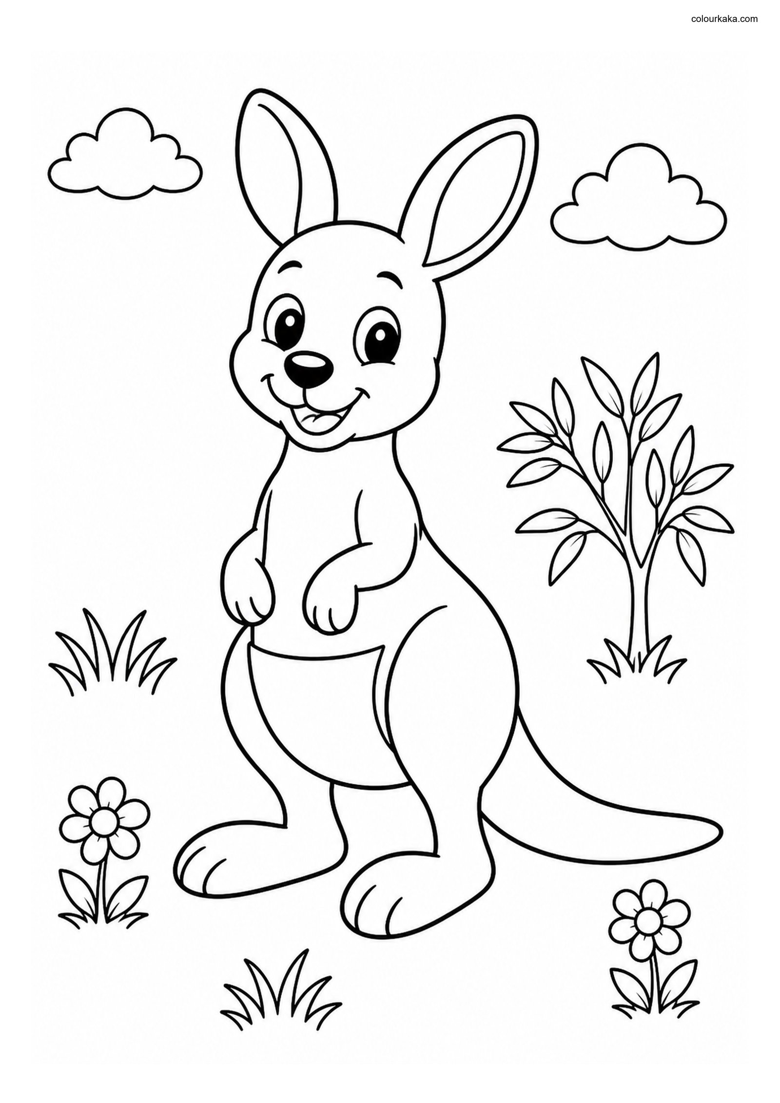 Cute Kangaroo colouring page preview