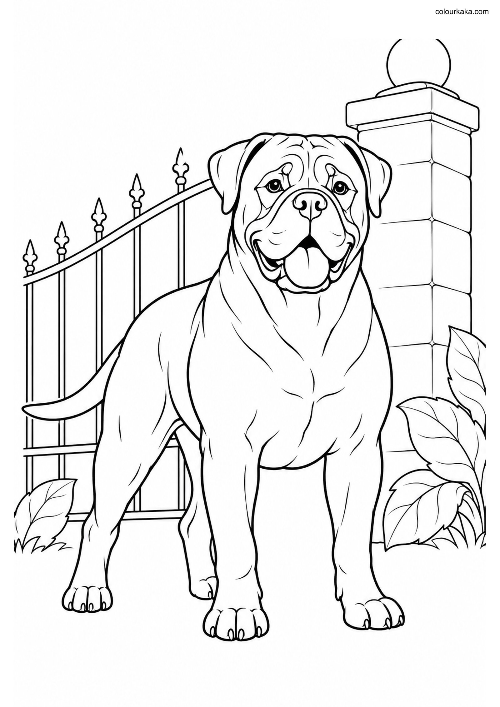 Bullmastiff Gate Coloring colouring page preview
