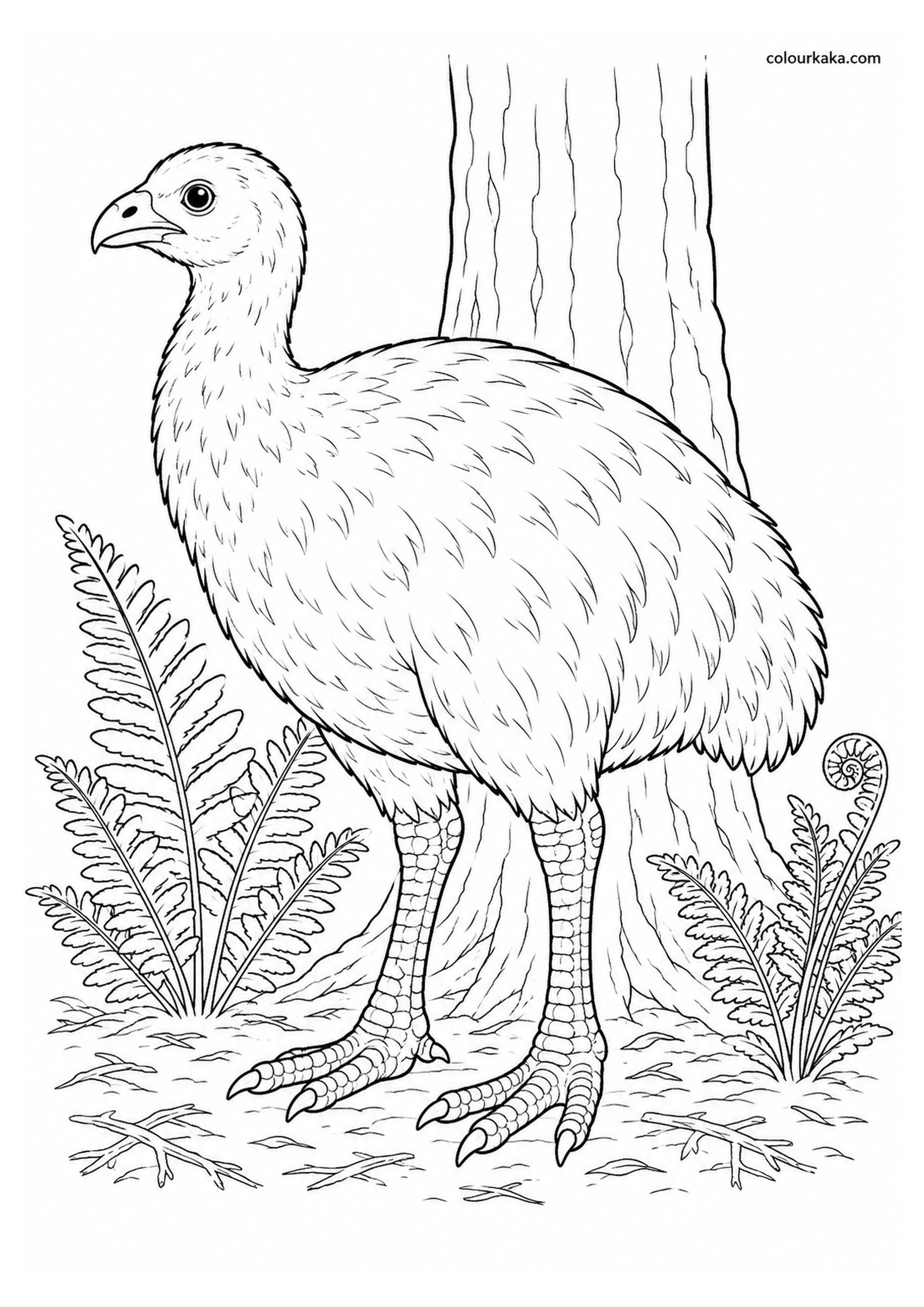 Bush Moa Colouring Page colouring page preview