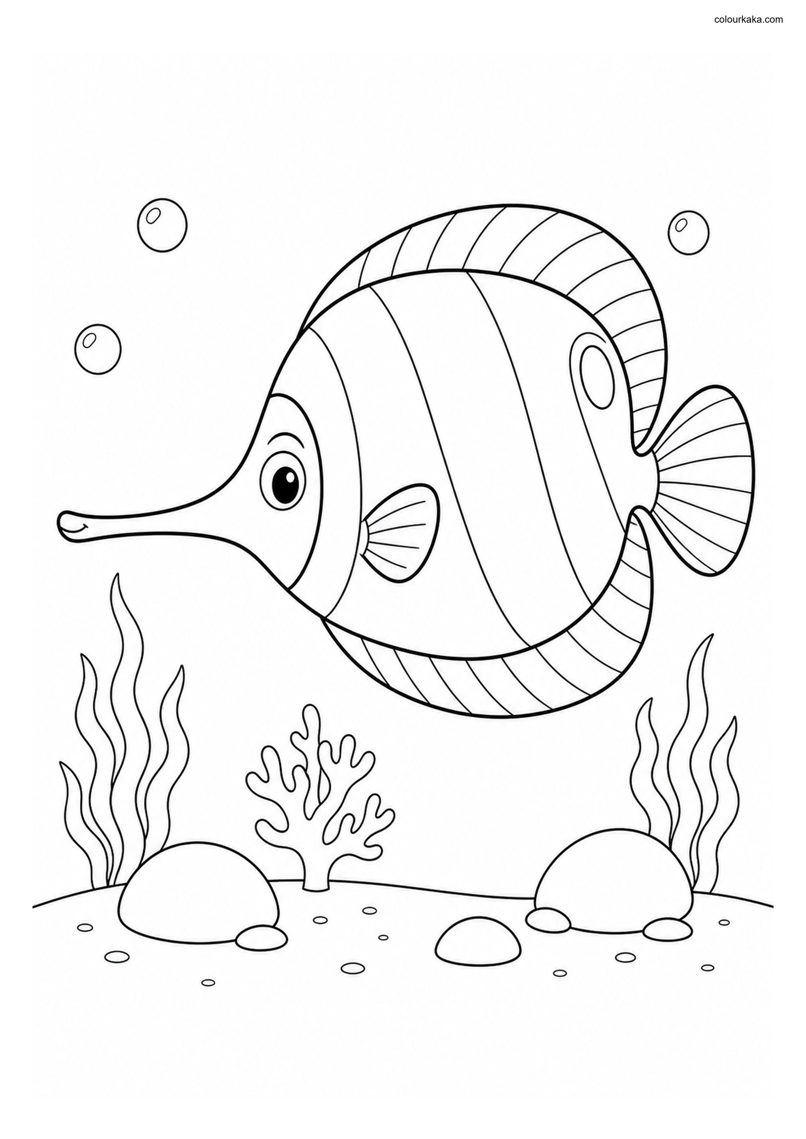 Longnose Butterflyfish Colouring colouring page preview