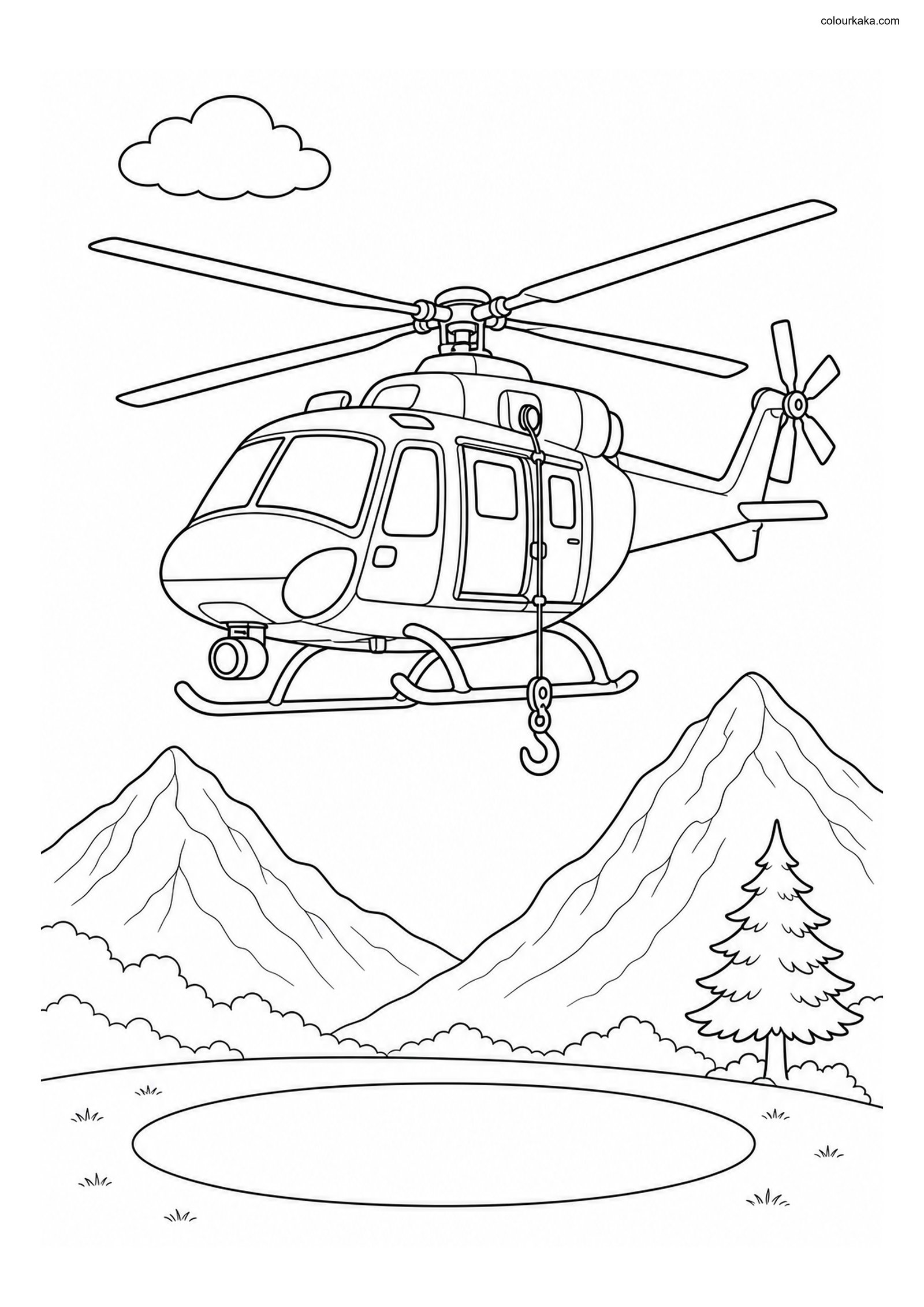 Helicopter Rescue Colouring colouring page preview
