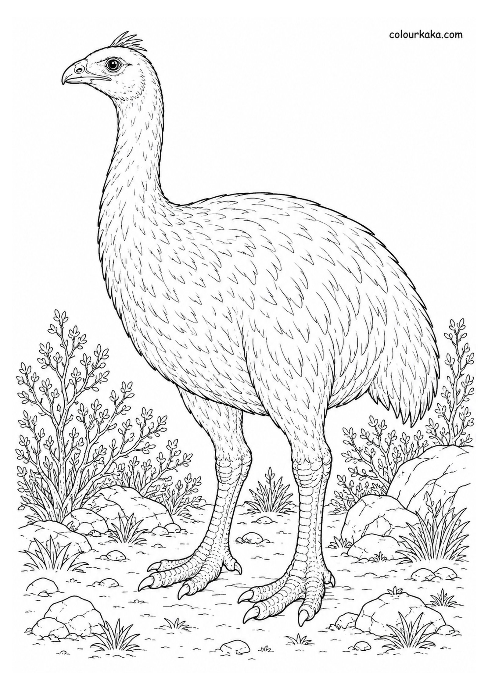 Crested Moa Colouring Page colouring page preview