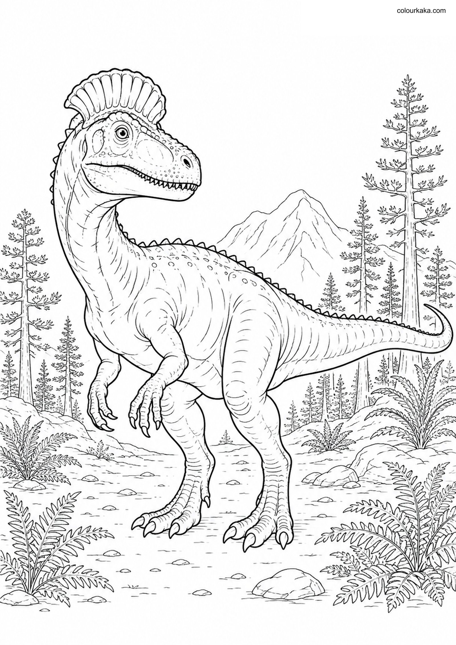 Cryolophosaurus Colouring Page colouring page preview