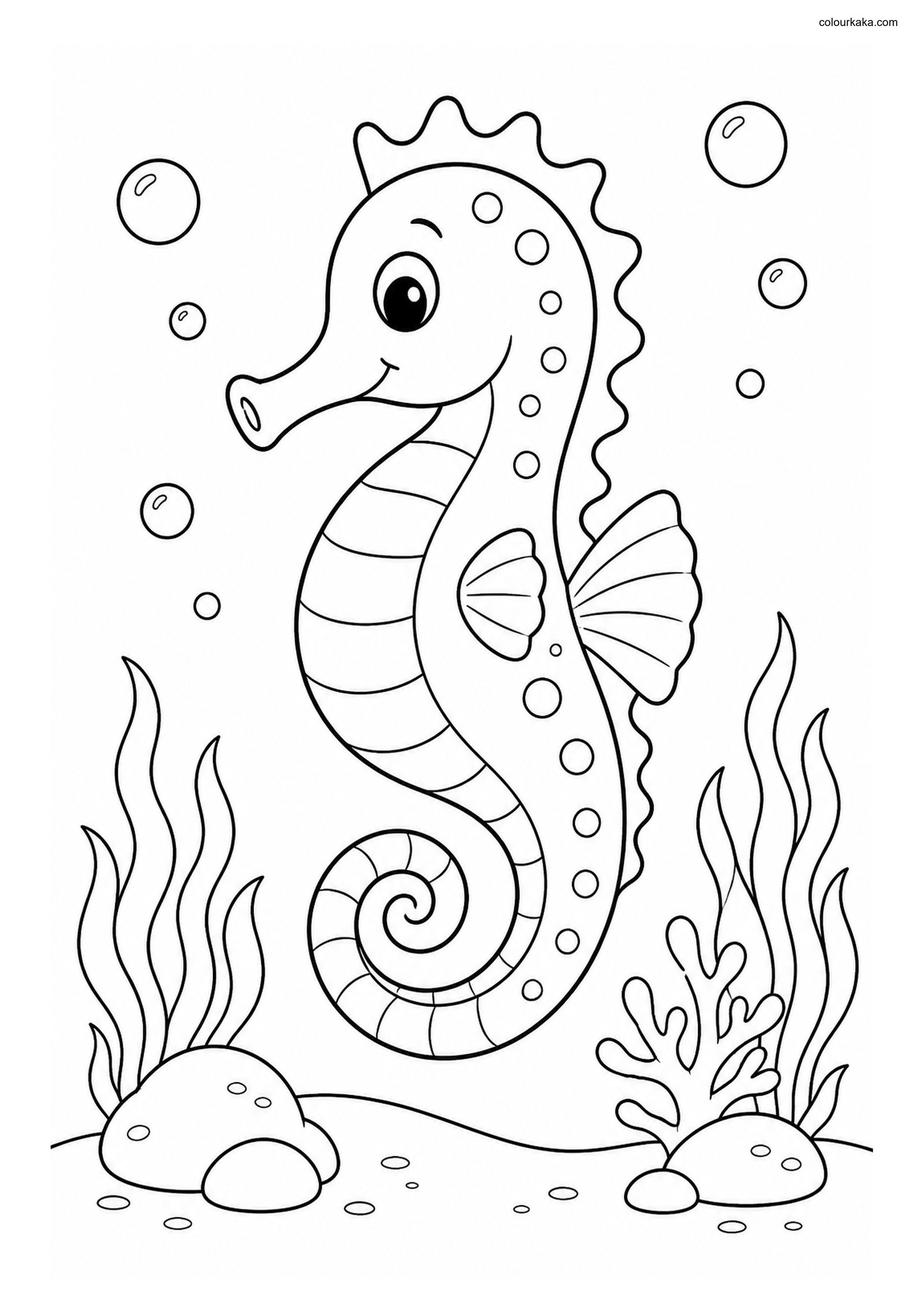 Cute Seahorse Colouring Page colouring page preview