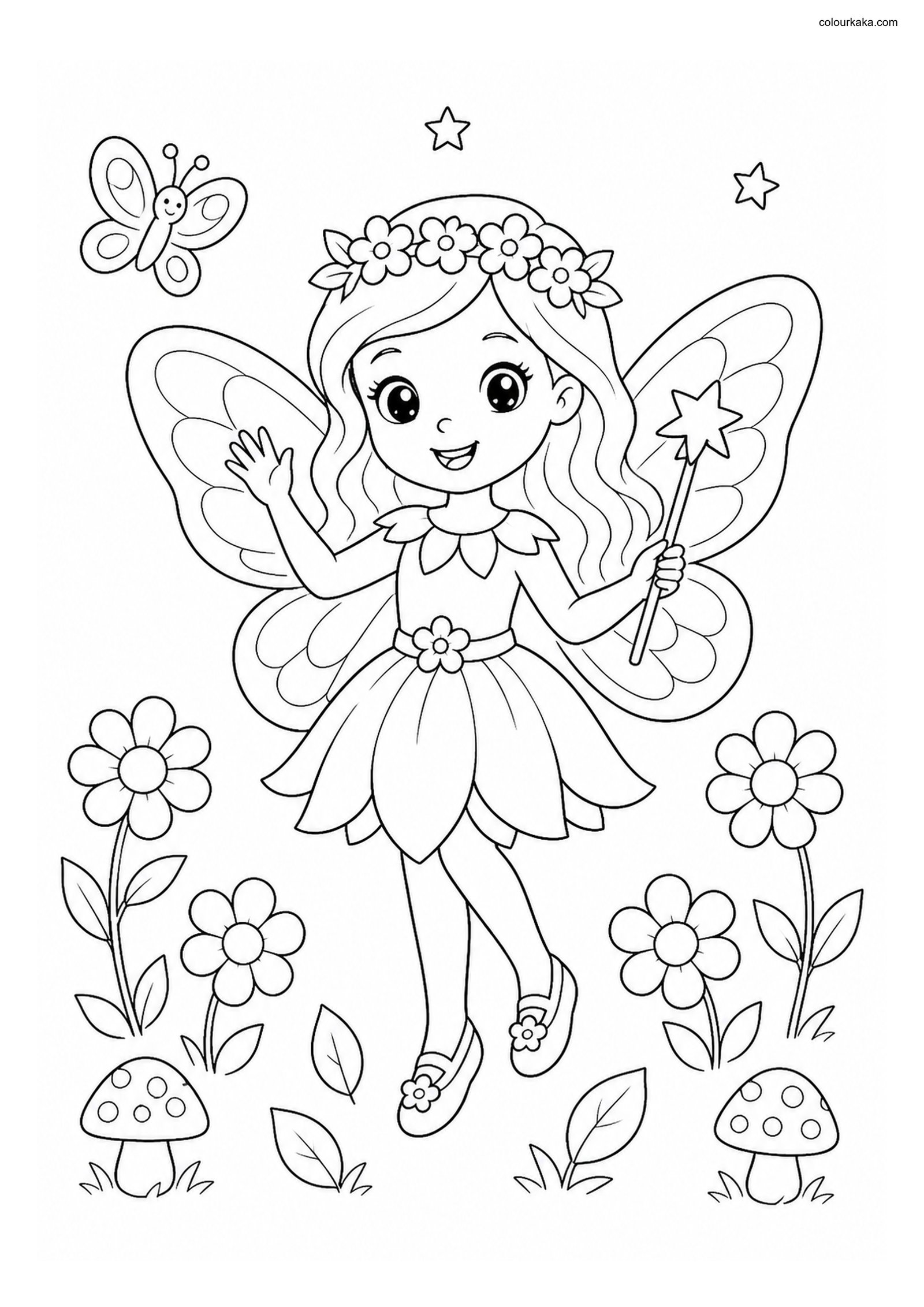 Fairy Garden Colouring Adventure colouring page preview