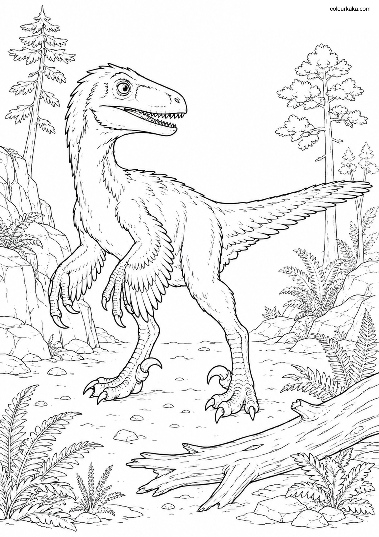 Deinonychus Colouring Page colouring page preview