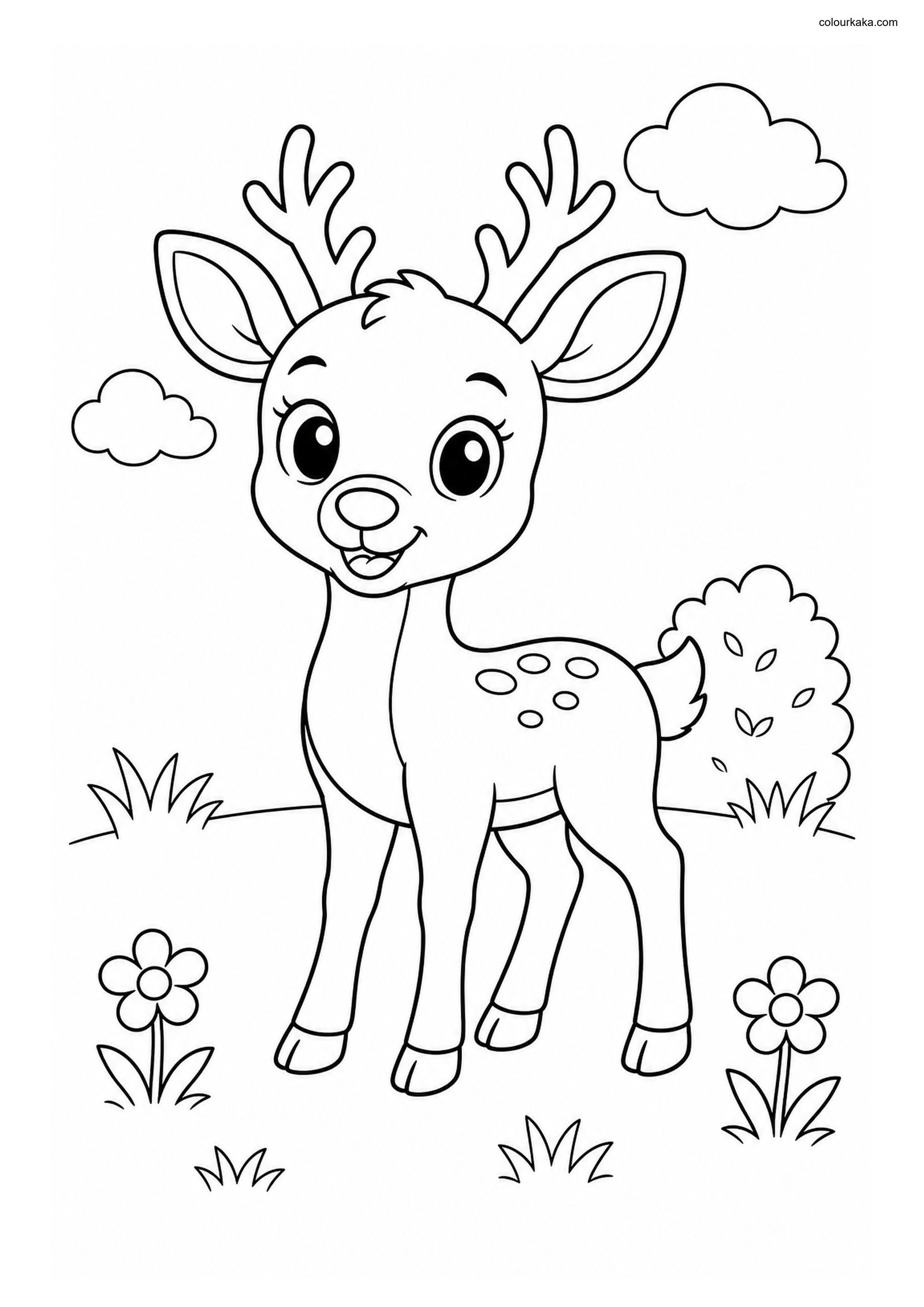 Cute Deer colouring page preview