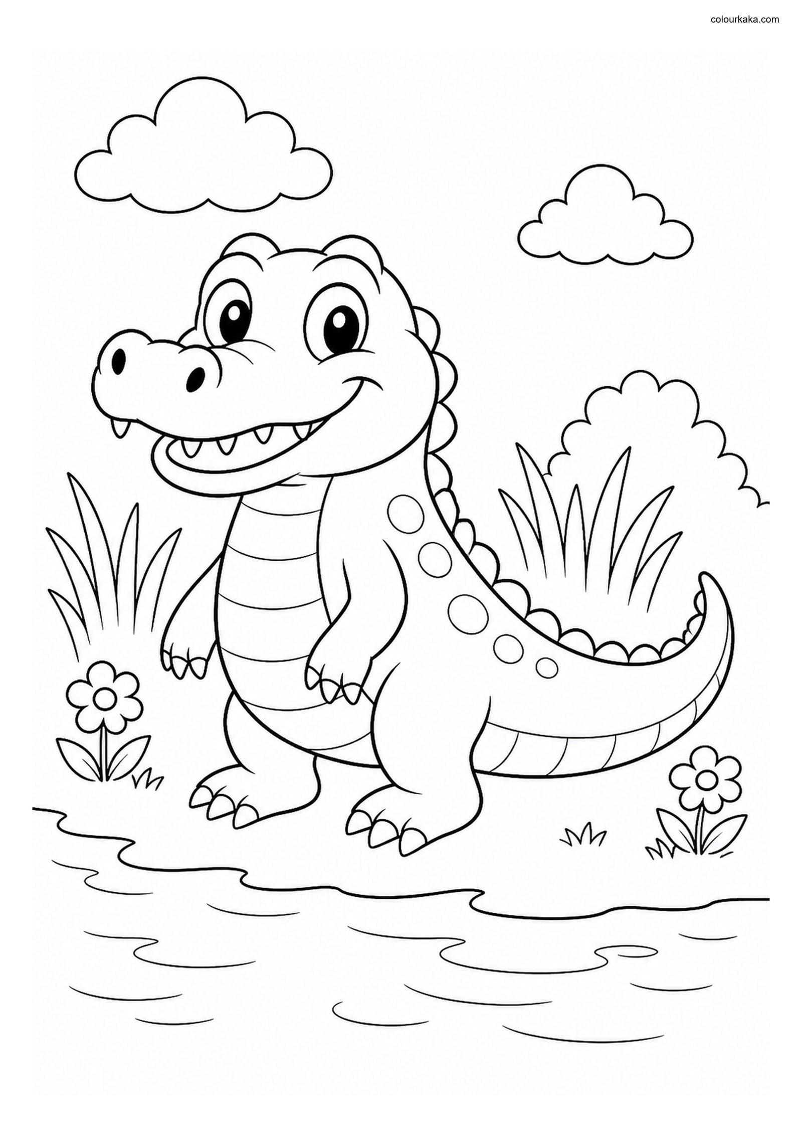 Cute Crocodile colouring page preview