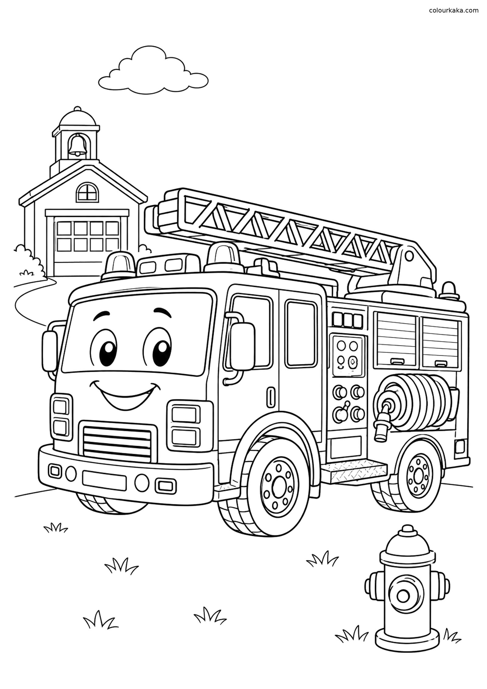 Fire Truck colouring page preview