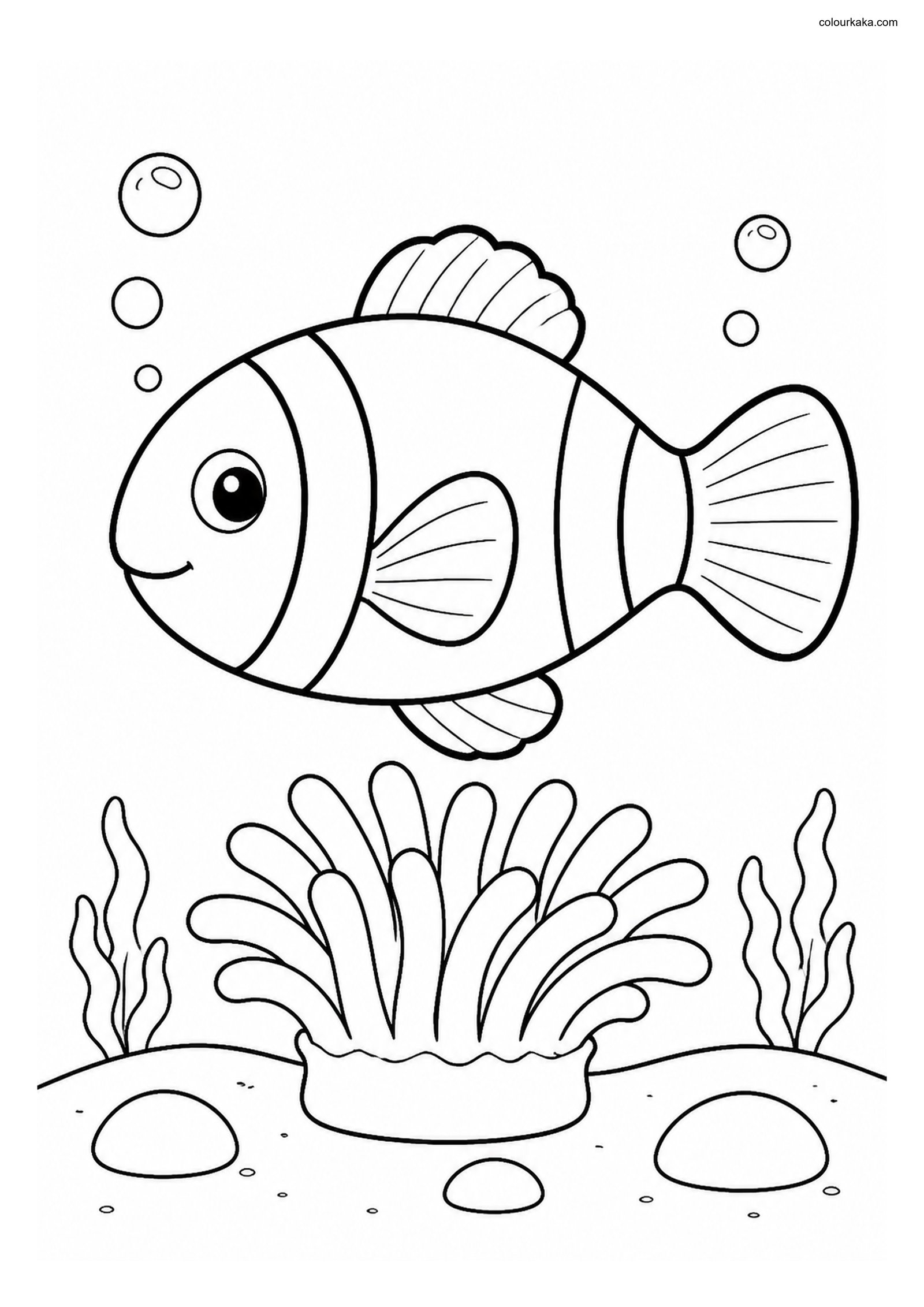 Happy Clownfish Colouring Page colouring page preview