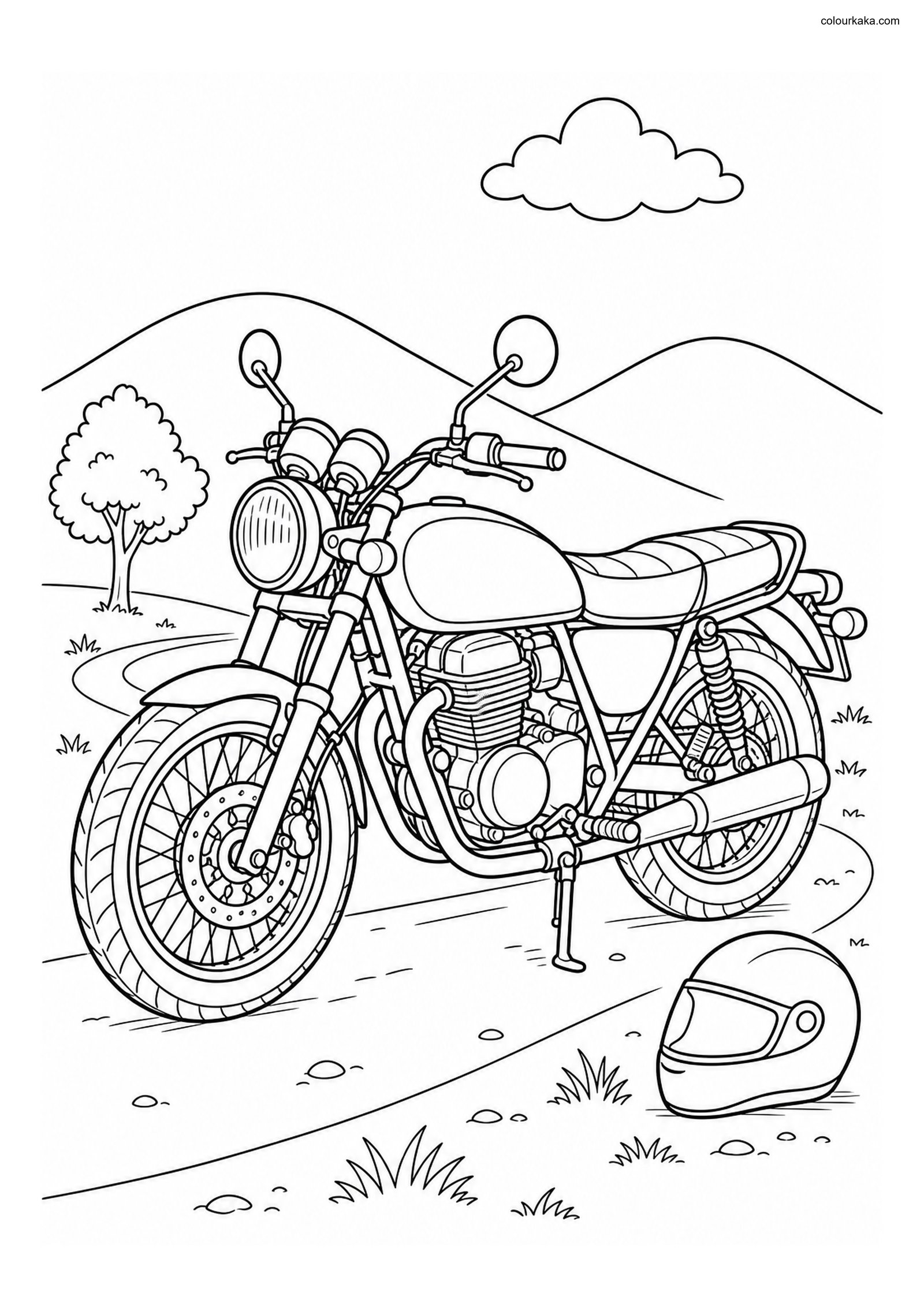 Motorcycle Highway Colouring colouring page preview