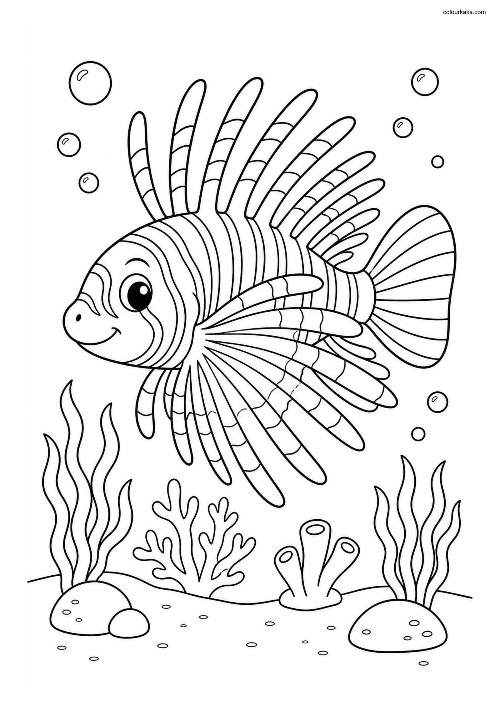 Cute Lionfish Colouring Page colouring page preview