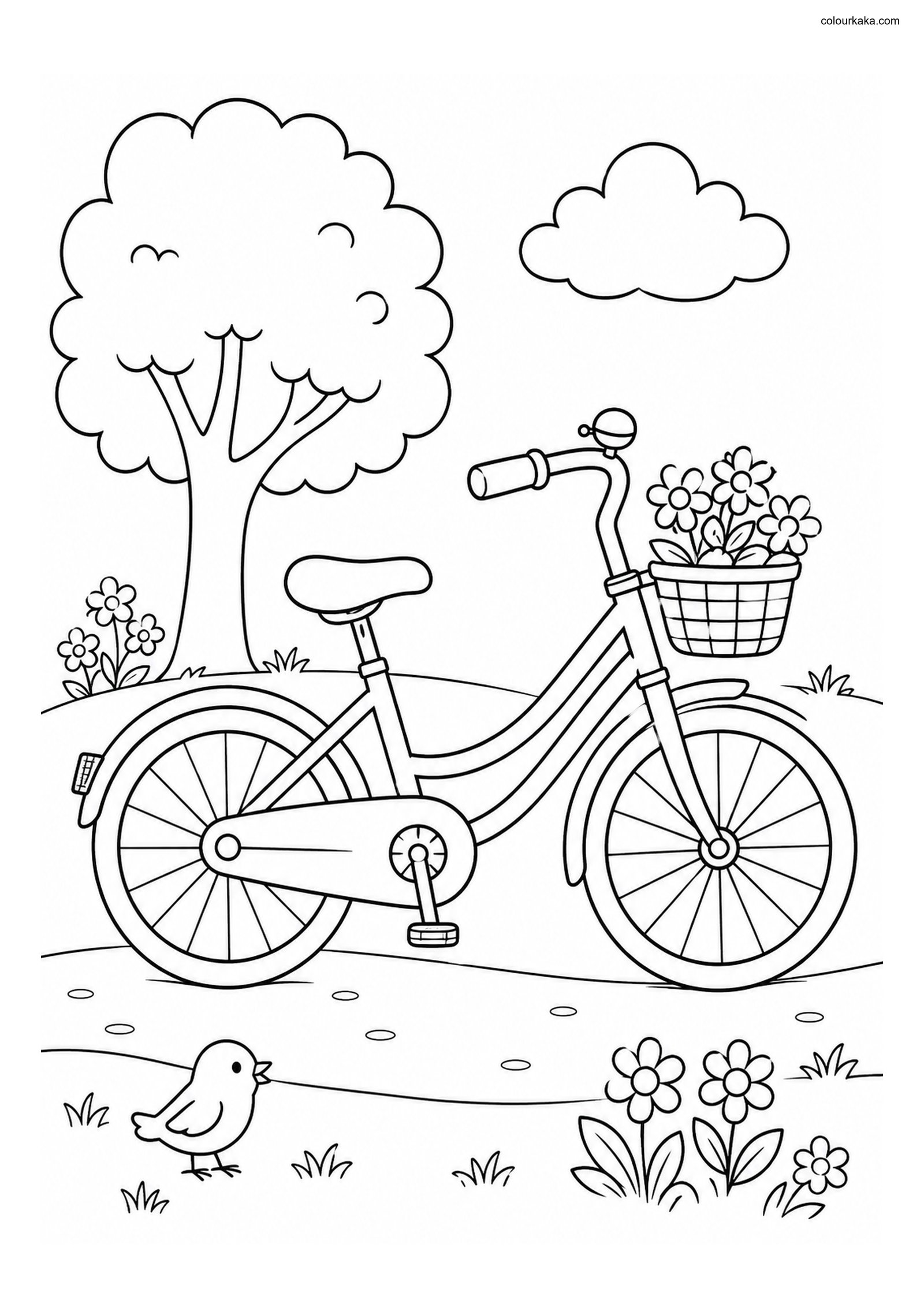 Bicycle Park Colouring Page colouring page preview