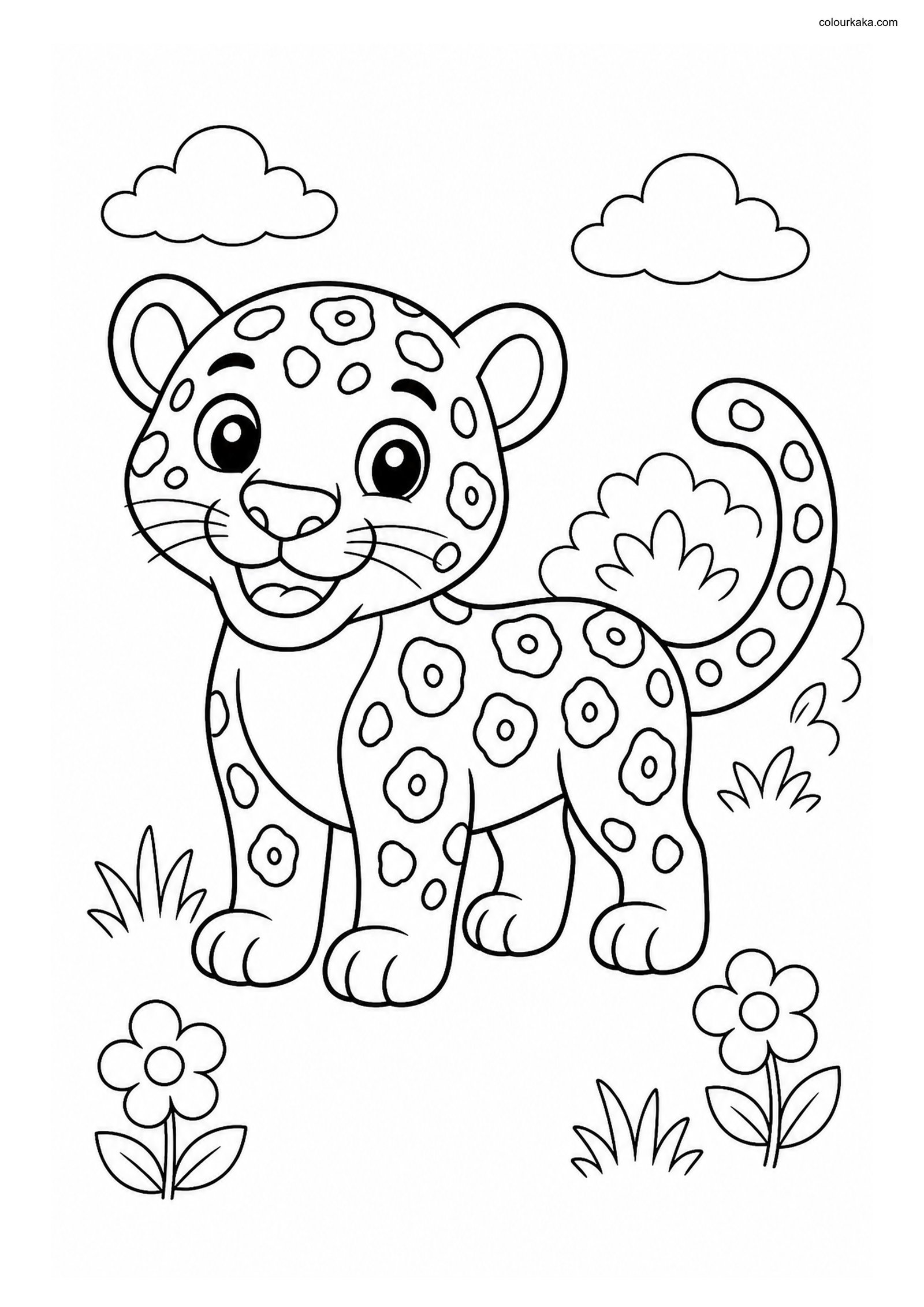 Cute Jaguar colouring page preview