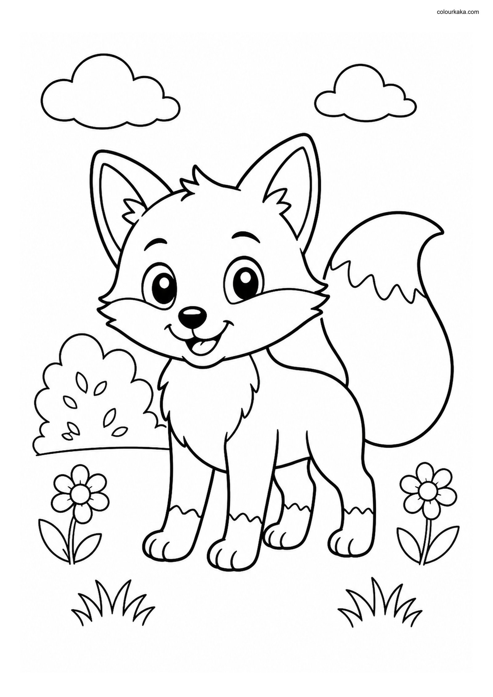 Cute Red Fox colouring page preview