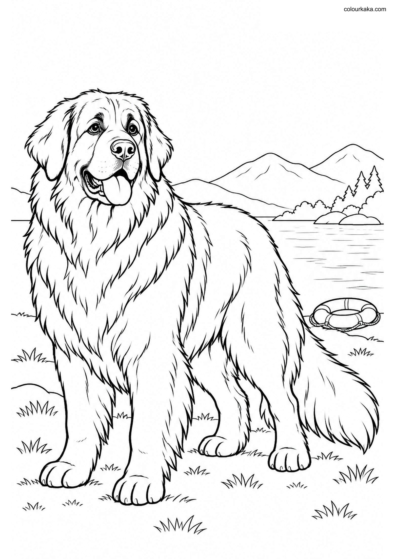 Leonberger Lakeside Coloring colouring page preview